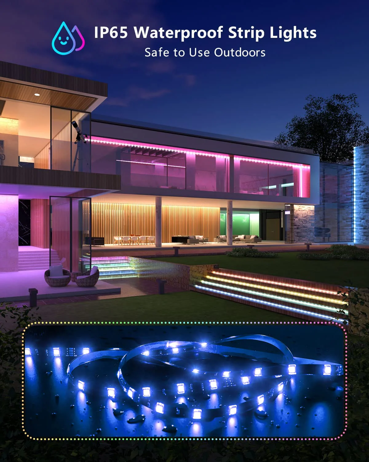 MIHEAL WiFi Wireless Smart Phone Controlled Led Strip Light Kit with DC12V UL Listed Power Supply Waterproof SMD 5050 32.8Ft(10M) 300leds RGB Music LED Light Strip Compatible with Android, iOS Alexa - Image 2