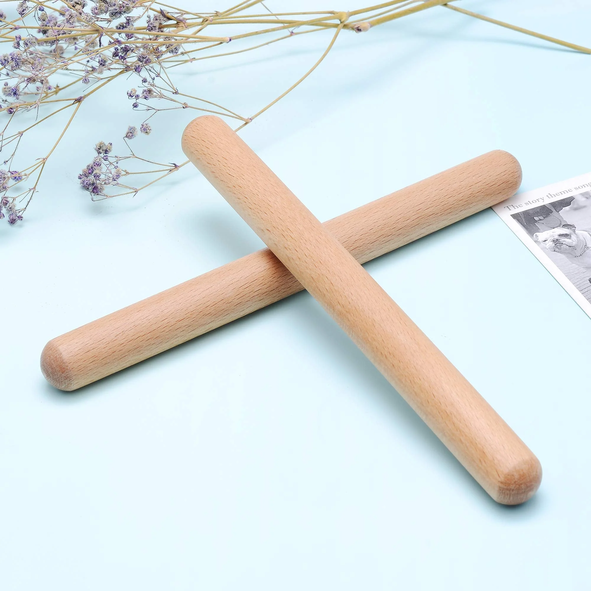 MIHEY 8 Inch Classical Wood Claves Musical Percussion Instrument, Natural Hardwood Rhythm Sticks with a Carry Bag - Image 5