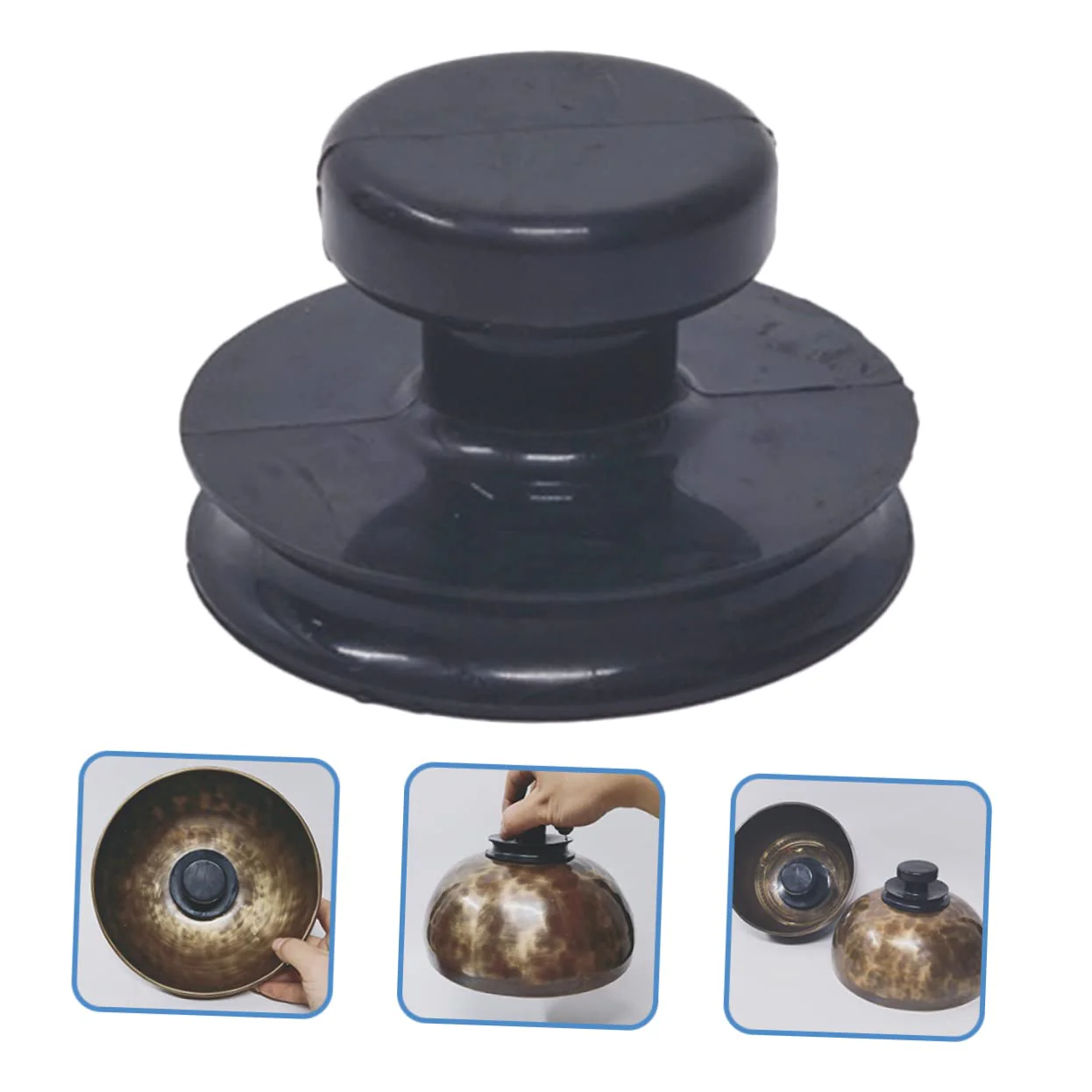 Mikinona 2pcs Bodhisattva Bowl Suction Cup Handle Sound Bowl Stabilizer Buddha Sound Suction Cups Zen Decoration Singing Lifting Handle e Mat Rubber 8x8cm - Image 7