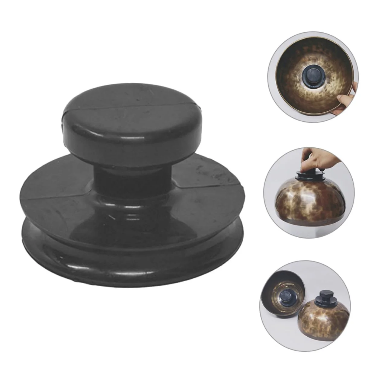 Mikinona 3Pcs Suction Cup Handle for Sound Bowl Meditation Singing Bowl Lifting Cups Suction Cups for Chakra and Sound Therapy 6.00X6.00X5.00CM Black - Image 3