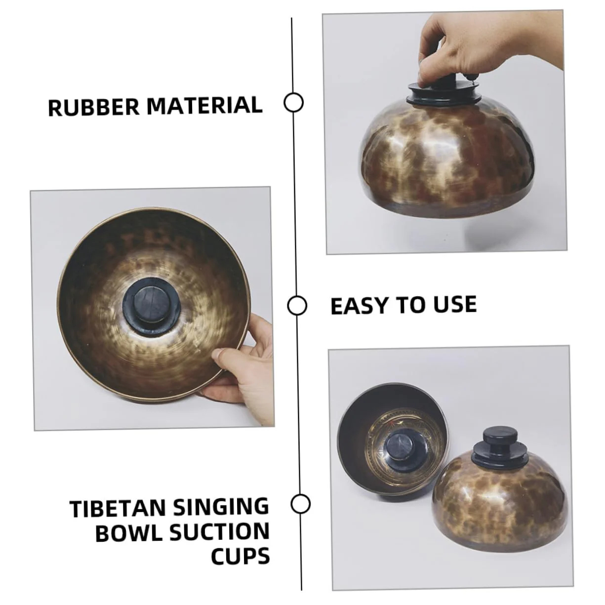 Mikinona 3Pcs Suction Cup Handle for Sound Bowl Meditation Singing Bowl Lifting Cups Suction Cups for Chakra and Sound Therapy 6.00X6.00X5.00CM Black - Image 5