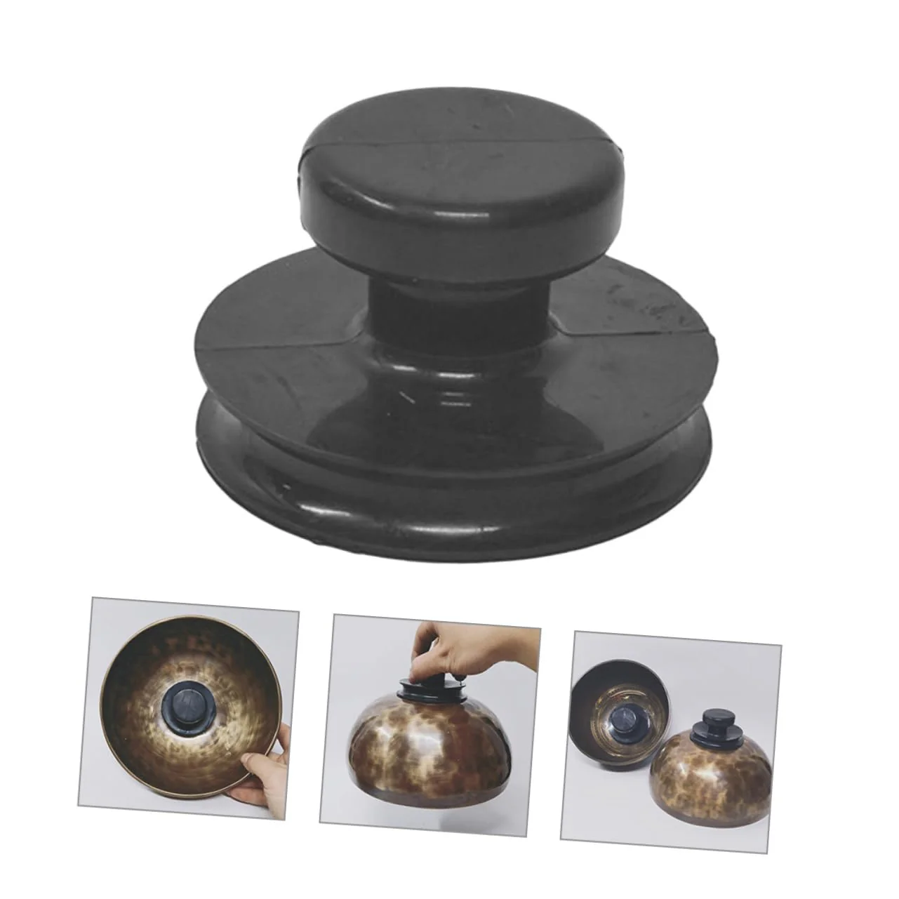Mikinona 3Pcs Suction Cup Handle for Sound Bowl Meditation Singing Bowl Lifting Cups Suction Cups for Chakra and Sound Therapy 6.00X6.00X5.00CM Black - Image 8