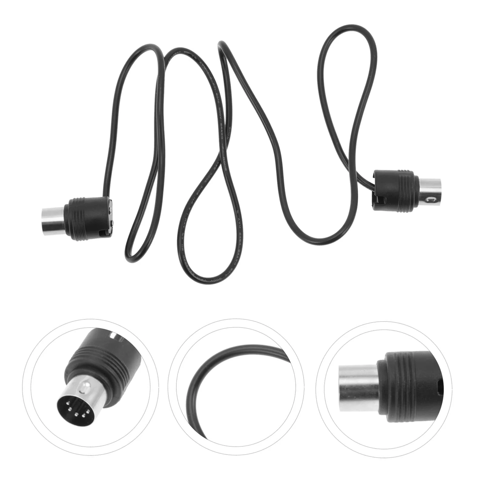 Mikinona Sound Card Transmission Accessories Professional Instrument Cable midi Cable Adapter Instrument MIDI Cables 3ft 5 pin din midi Cable Right Angle bass Cable Accessories Plastic 100x3.2cm Black - Image 2