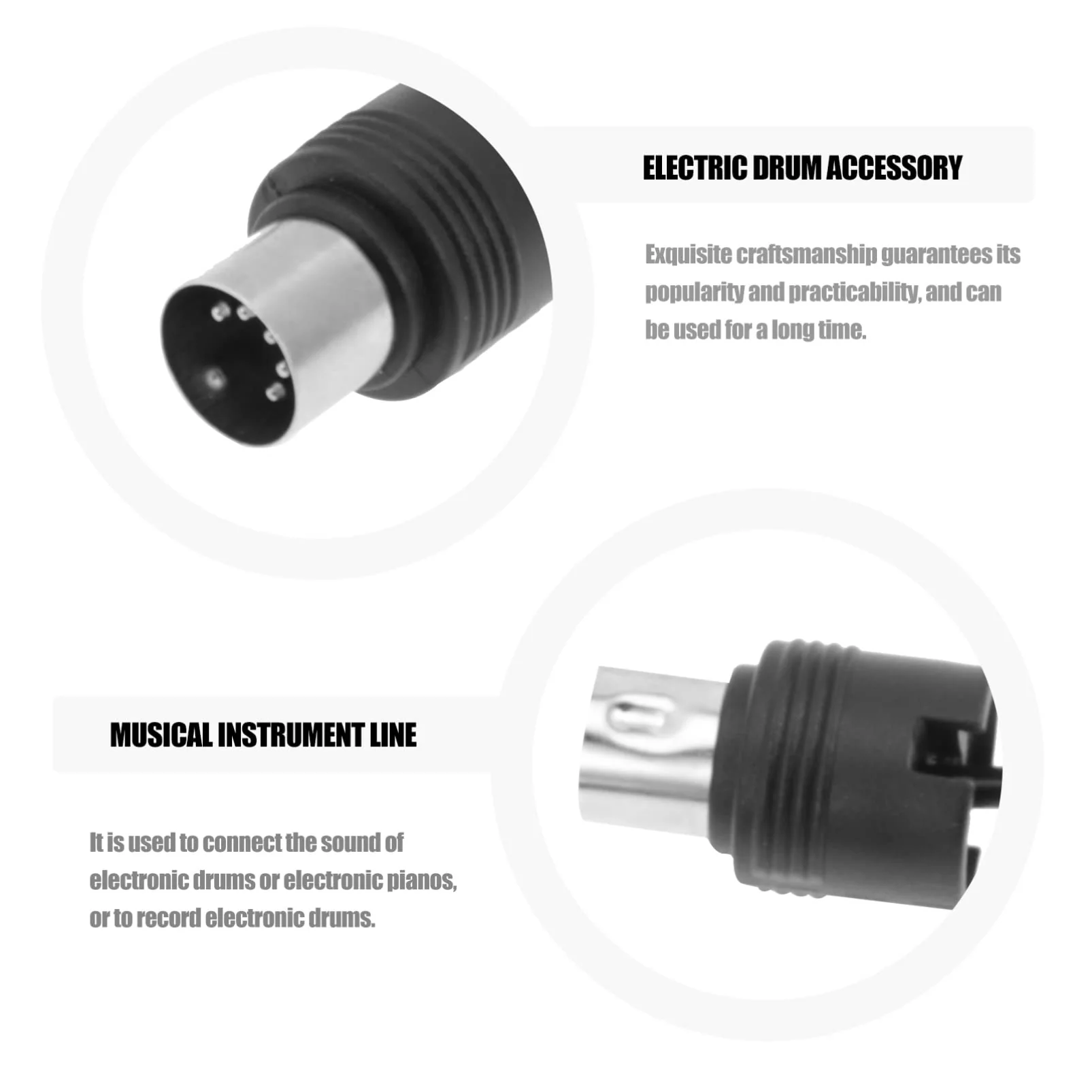 Mikinona Sound Card Transmission Accessories Professional Instrument Cable midi Cable Adapter Instrument MIDI Cables 3ft 5 pin din midi Cable Right Angle bass Cable Accessories Plastic 100x3.2cm Black - Image 6