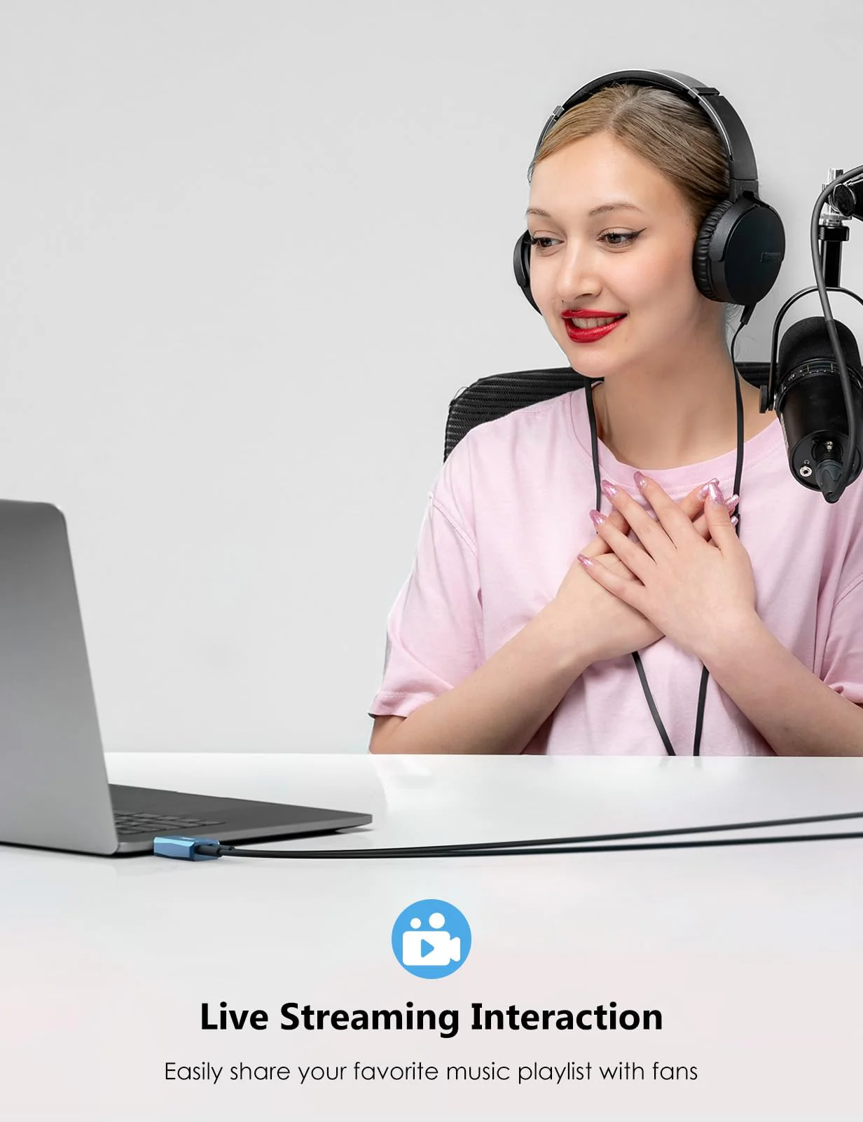 MillSO External USB Sound Card with Internal Recording Function, Portable USB to 3.5mm Audio Jack Adapter for PC, Computer, Recording, Training, Streaming, Podcasting - Blue - Image 6