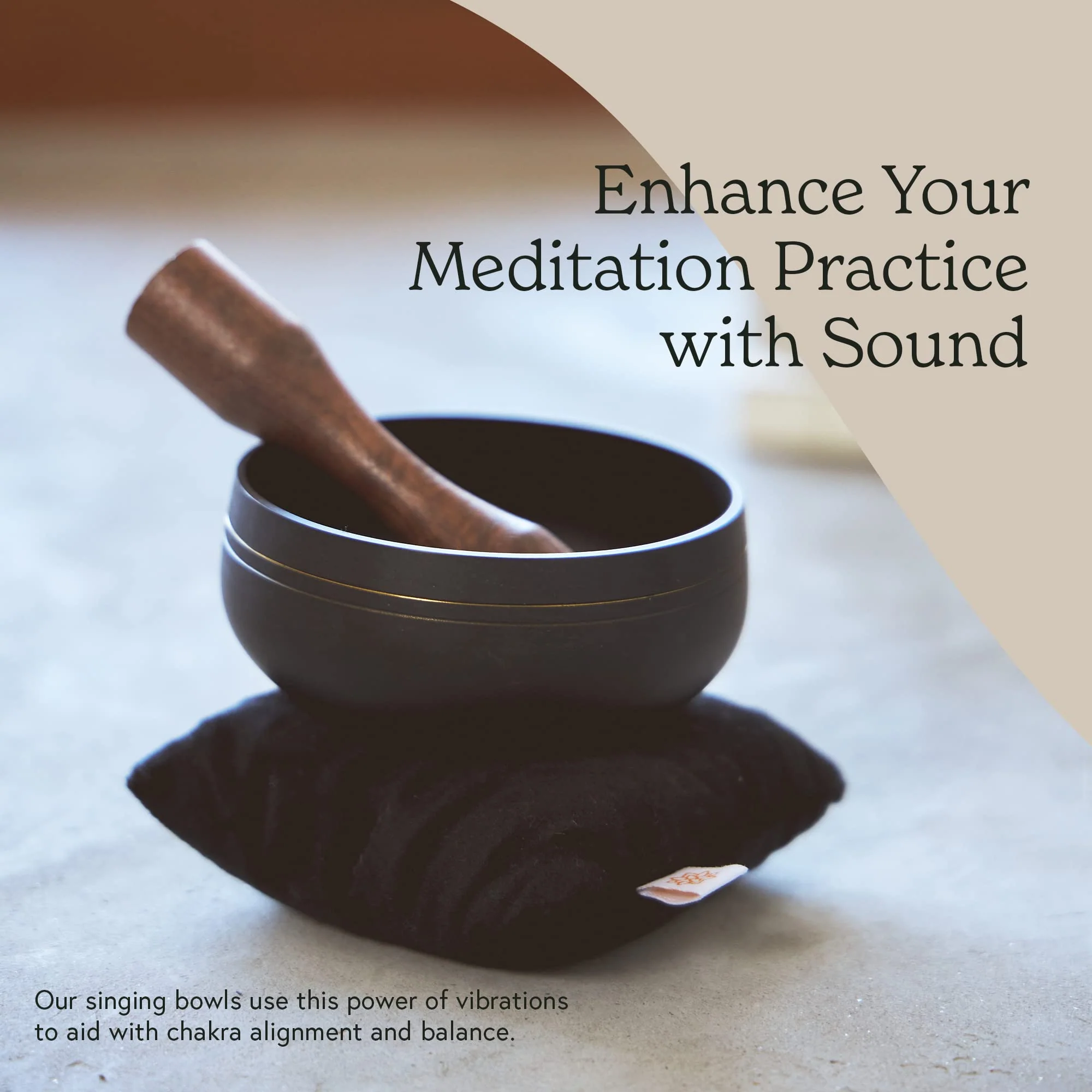 Mindful & Modern Tibetan Singing Bowl Set | Deepen Your Meditation and Yoga Practice | Experience Mindfulness & Stress Relief | Beautifully Designed & Provides Excellent Sound | Chakra Healing | Black - Image 3