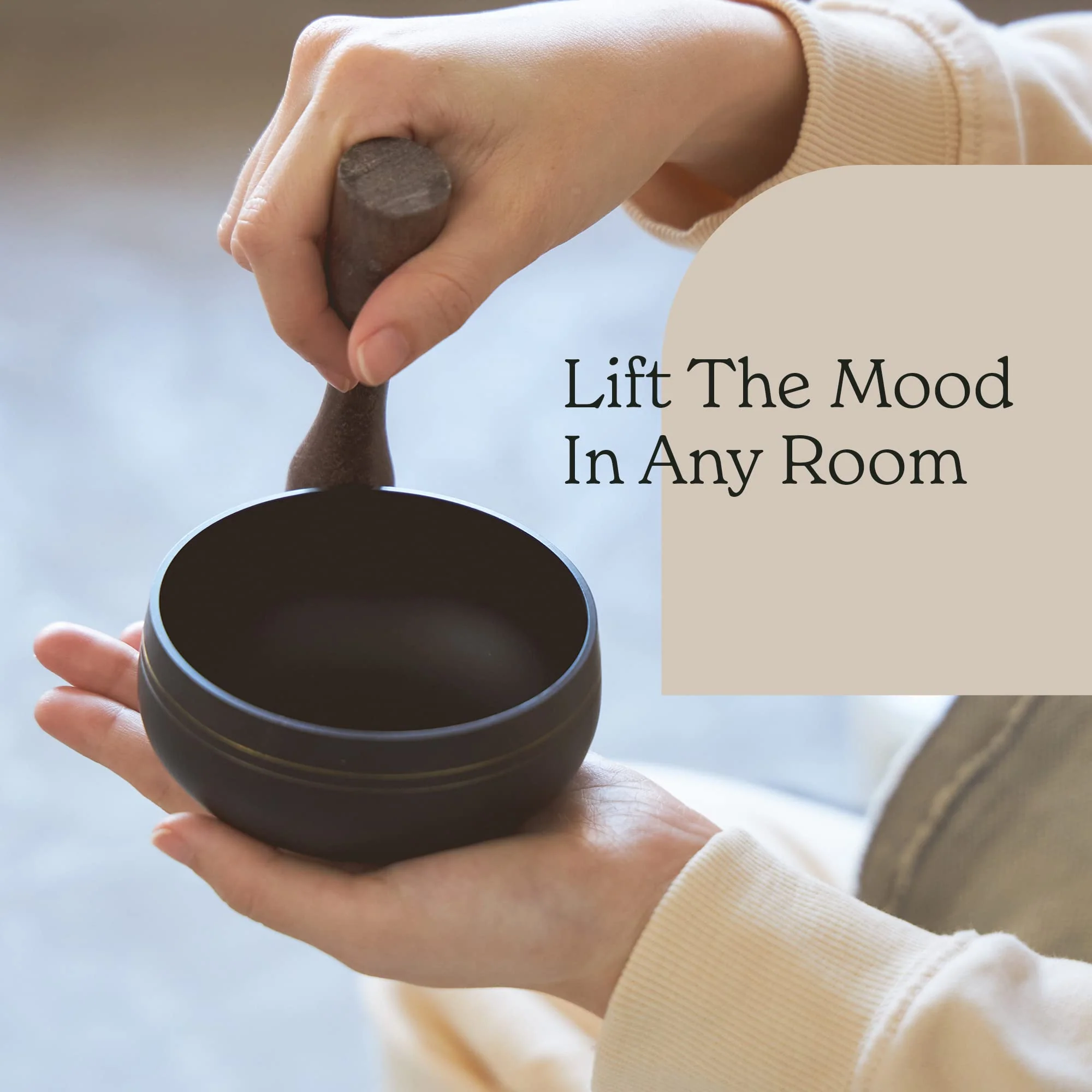 Mindful & Modern Tibetan Singing Bowl Set | Deepen Your Meditation and Yoga Practice | Experience Mindfulness & Stress Relief | Beautifully Designed & Provides Excellent Sound | Chakra Healing | Black - Image 4