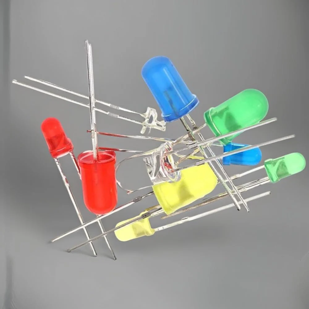MINGZE LED Light Emitting Diodes Set, 3 mm Diodes Electronic Components Light Emitting Diodes Round 2-Pin Electronic Components with 5 Colours Red Blue Green Yellow White (Pack of 500) 500 pieces 3 mm - Image 6