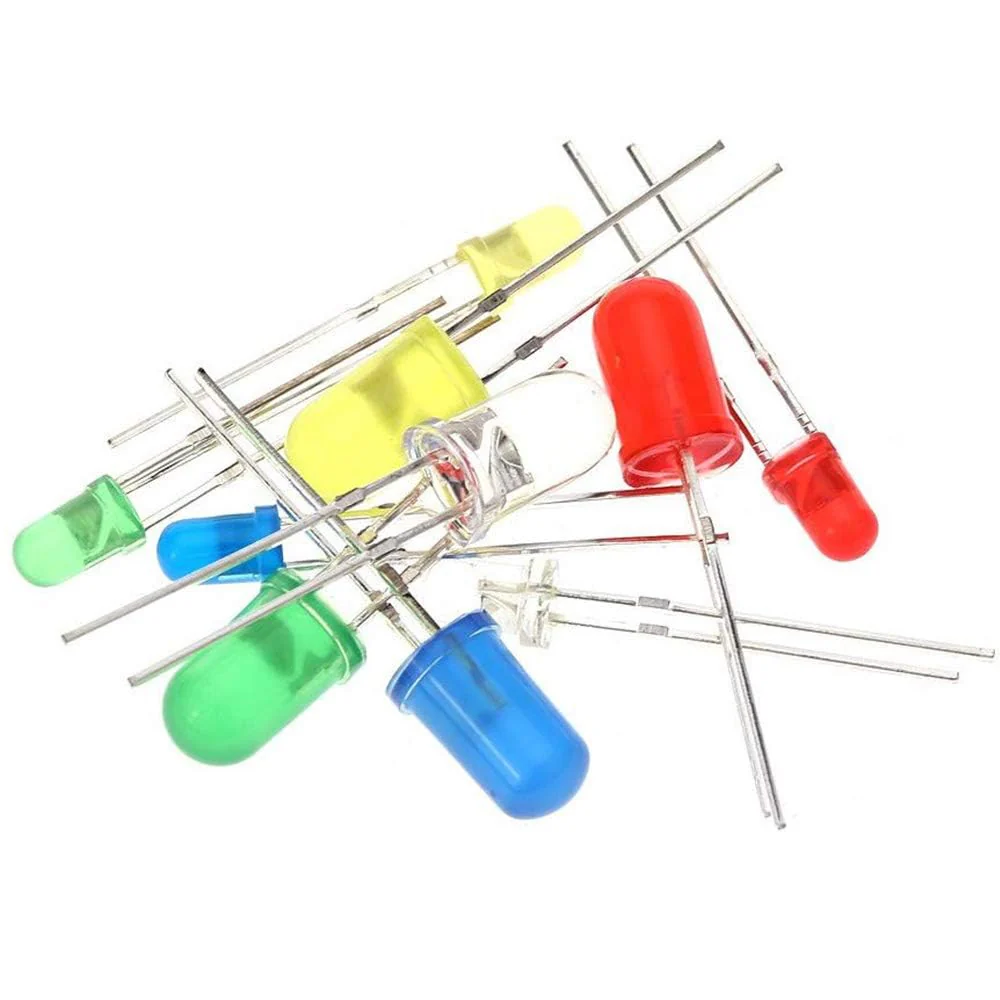 MINGZE LED Light Emitting Diodes Set, 3 mm Diodes Electronic Components Light Emitting Diodes Round 2-Pin Electronic Components with 5 Colours Red Blue Green Yellow White (Pack of 500) 500 pieces 3 mm - Image 8