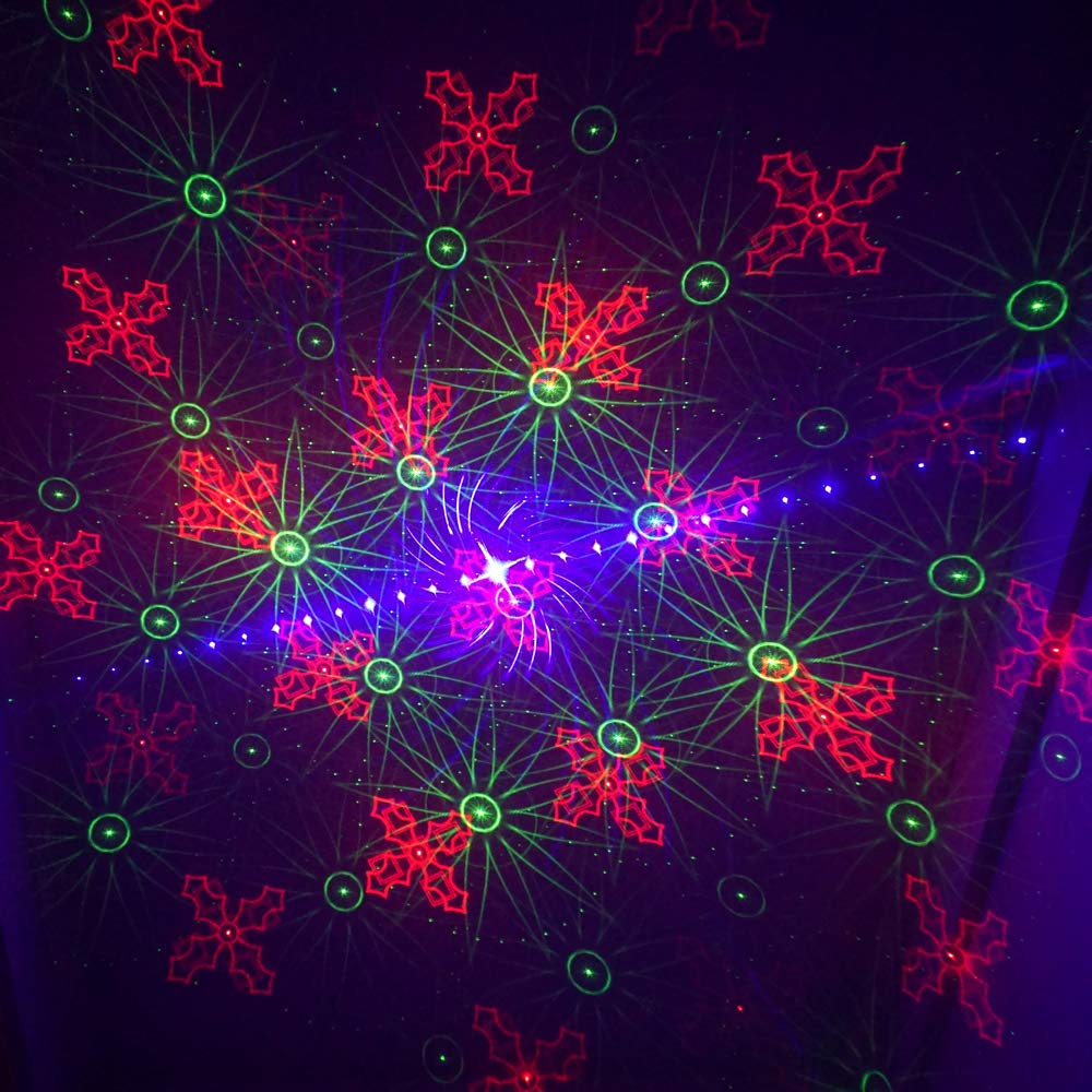 Mini 4 Lens 128 RGRB Patterns Laser Effect Mixed Blue LED Background Projector Light Remote Music Auto for DJ Party Show Home Gig Xmas Stage Lighting SL128RGRB - Image 7