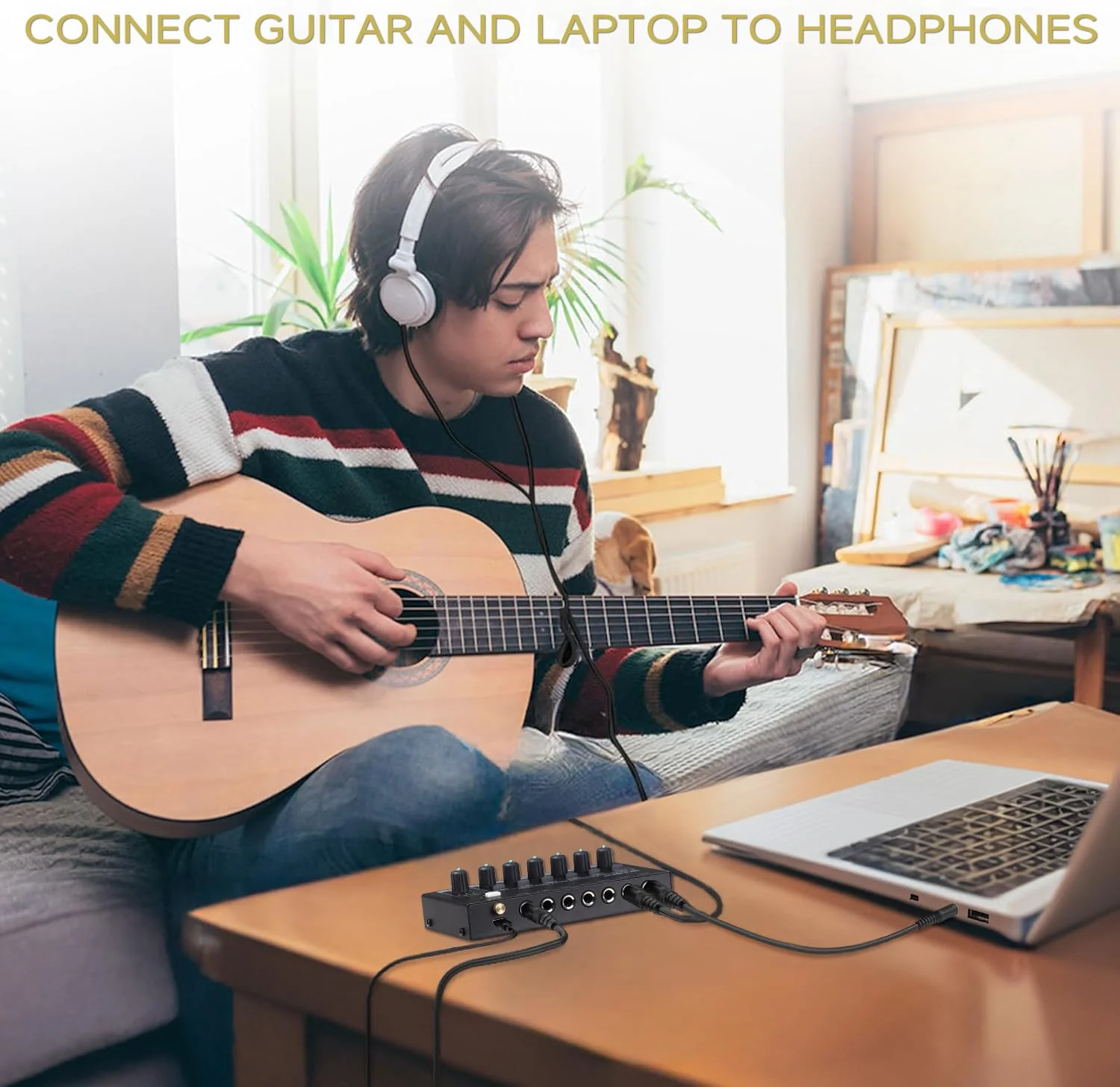 Mini 6-Channel Audio Mixer with 7 pcs 6.35mm to 3.5mm Adapter Jack, Stereo Line Mixer for Sub-Mixing, Multi-Input (Mic/Guitar/Keyboard/Bass), Powered by 5V DC - Image 8