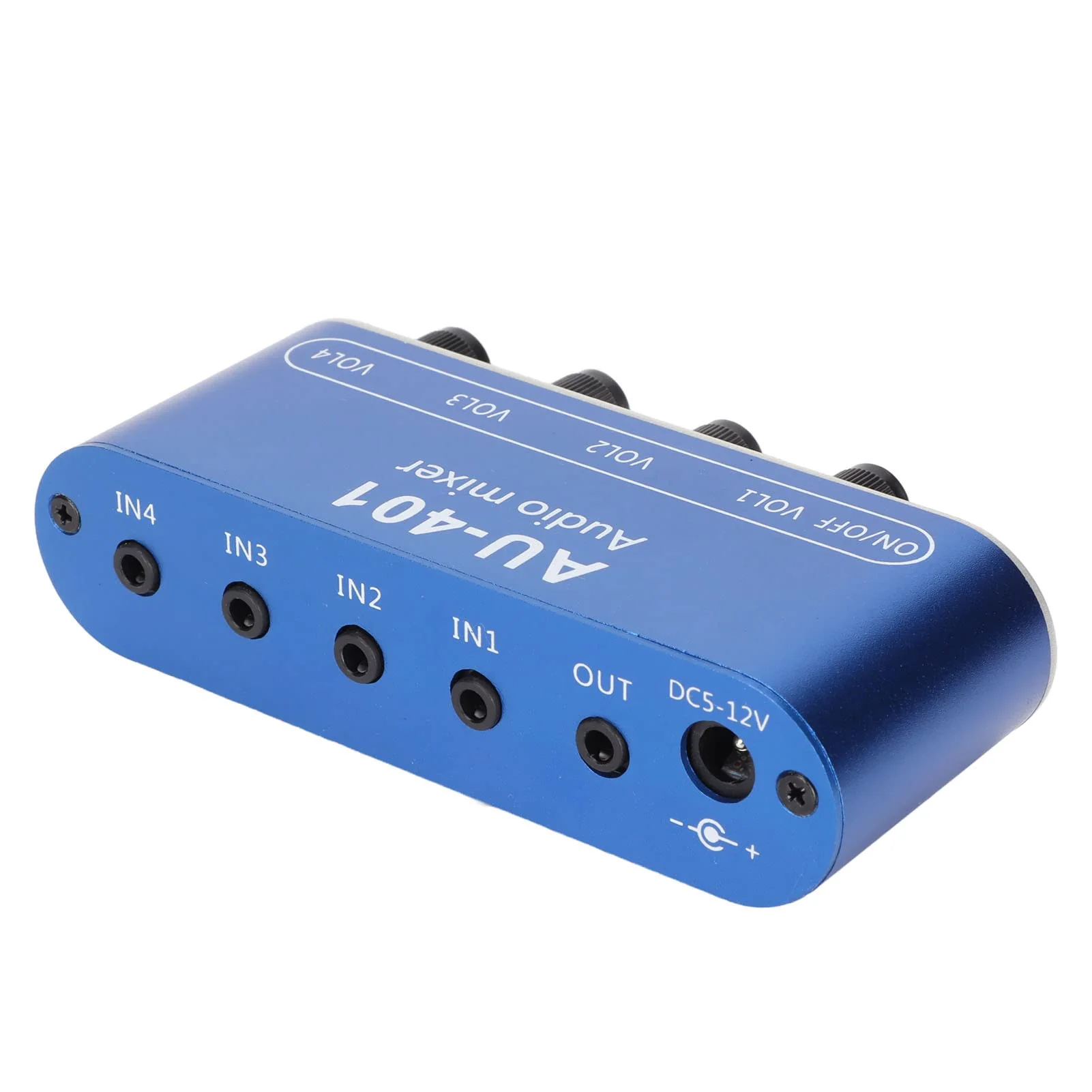 Mini Audio Mixer, 4 Channel Line Mixer with 3.5mm Stereo Jack, 4 Input 1 Stereo Output & Volume Adjustment, DC 5V-12V Stereo Mixer for PC, Phone, Laptop, Headphone, Small Clubs or Bars - Image 9