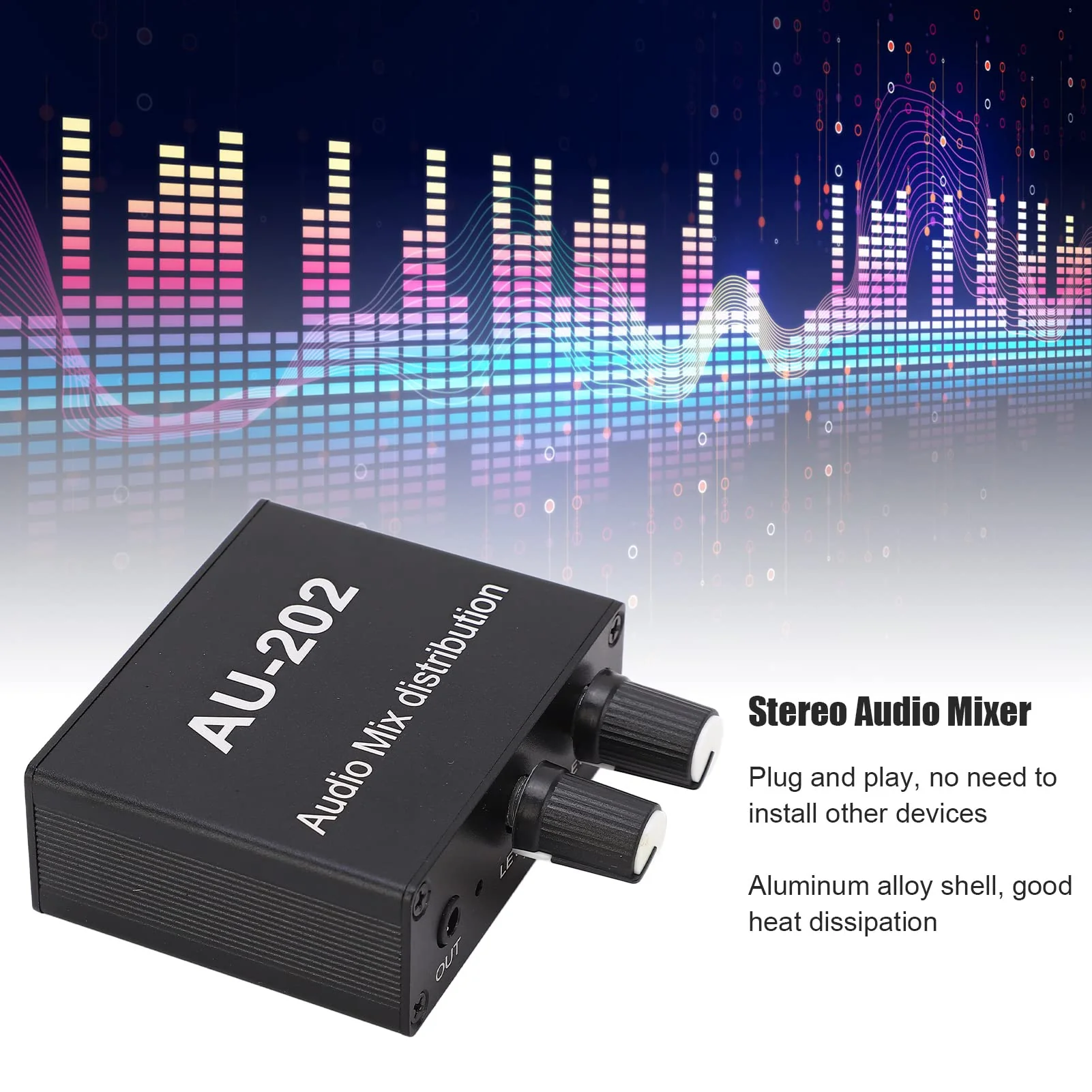 Mini Audio Mixer Aluminum Alloy Portable Stereo Mixer with Power Adapter 100-240V Professional Compact Sound Console for Recording Mixing Live Performance - Image 7