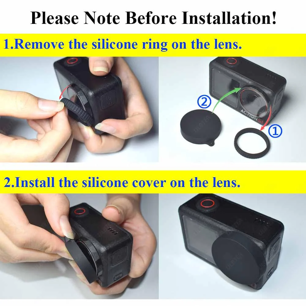 Mini Bag Case for DJI OSMO Action 5 Pro/Action 4 / Action 3 Camera + Rubber Lens cap Cover [1+2 Pack], Carrying Portable Storage boxes Accessory - Image 3