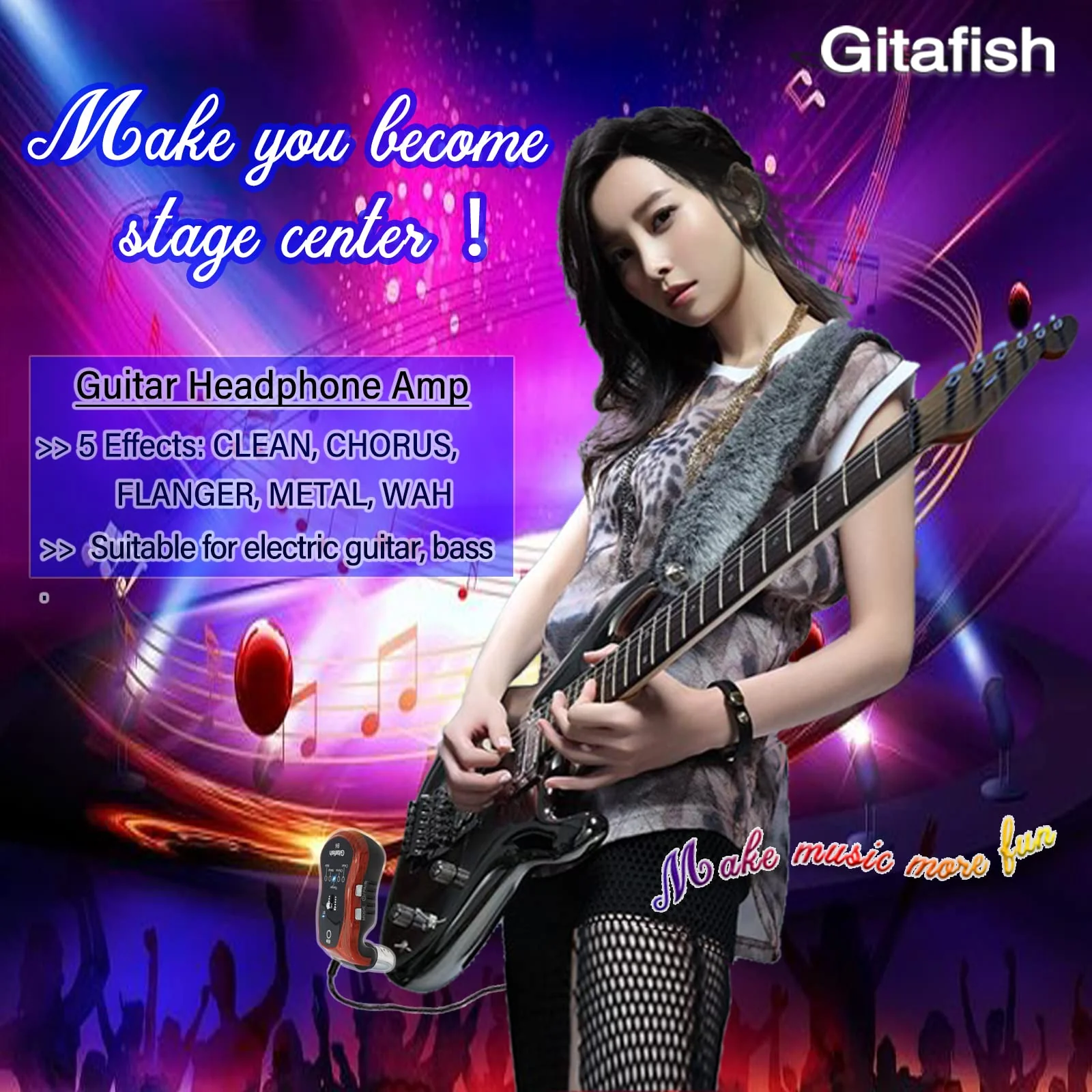 Mini Bass Amp Bluetooth Electric Guitar Amps Pocket Bass Portable Headphones Amplifier - Image 2