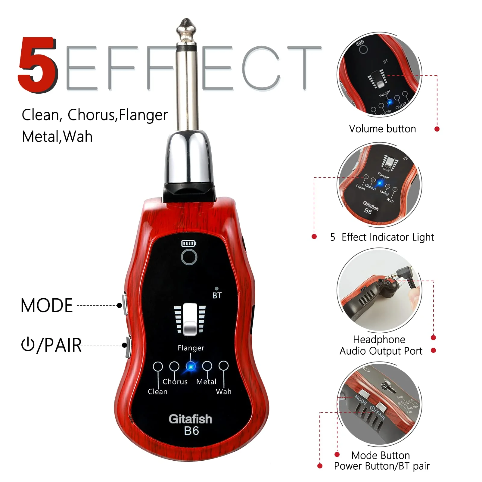 Mini Bass Amp Bluetooth Electric Guitar Amps Pocket Bass Portable Headphones Amplifier - Image 4