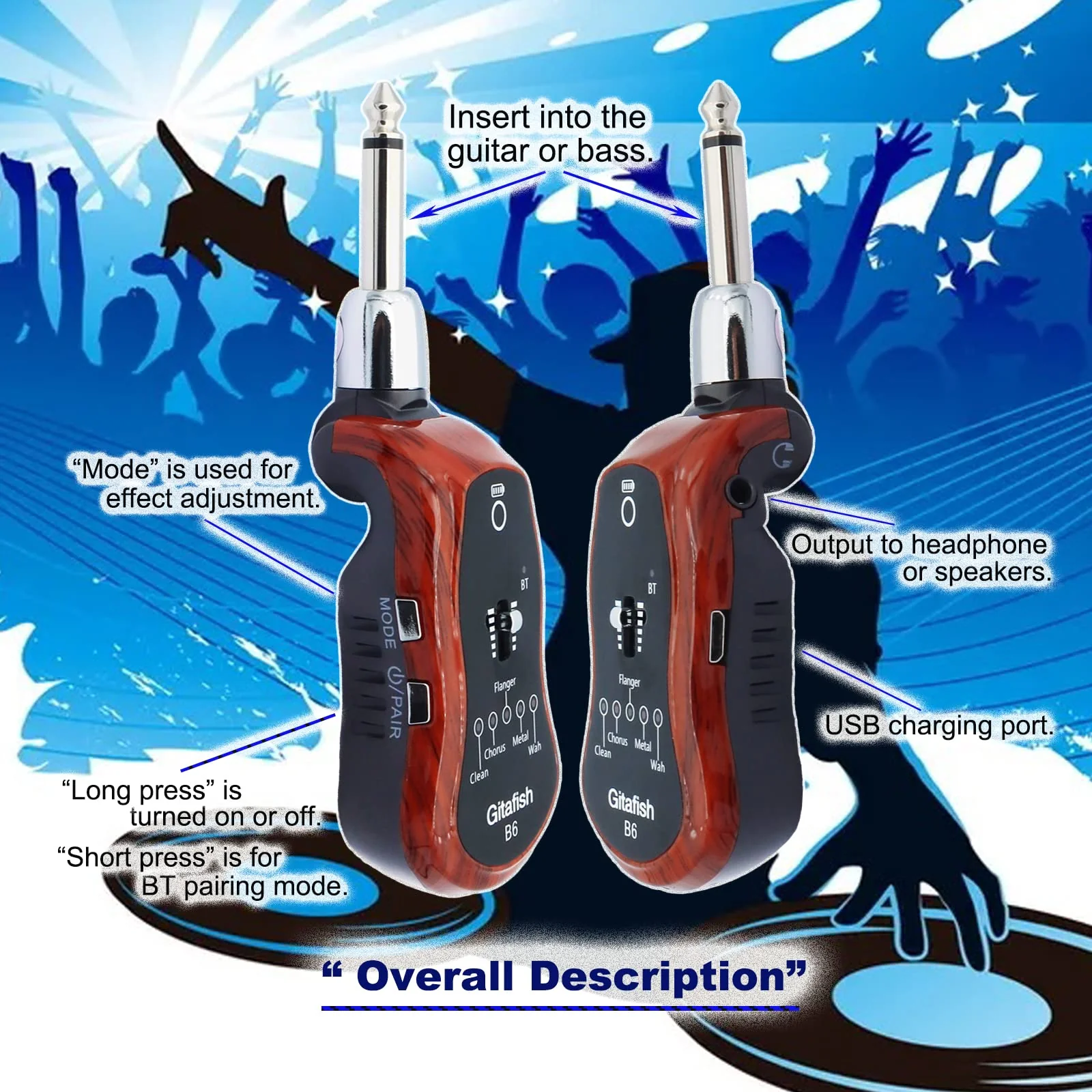 Mini Bass Amp Bluetooth Electric Guitar Amps Pocket Bass Portable Headphones Amplifier - Image 5