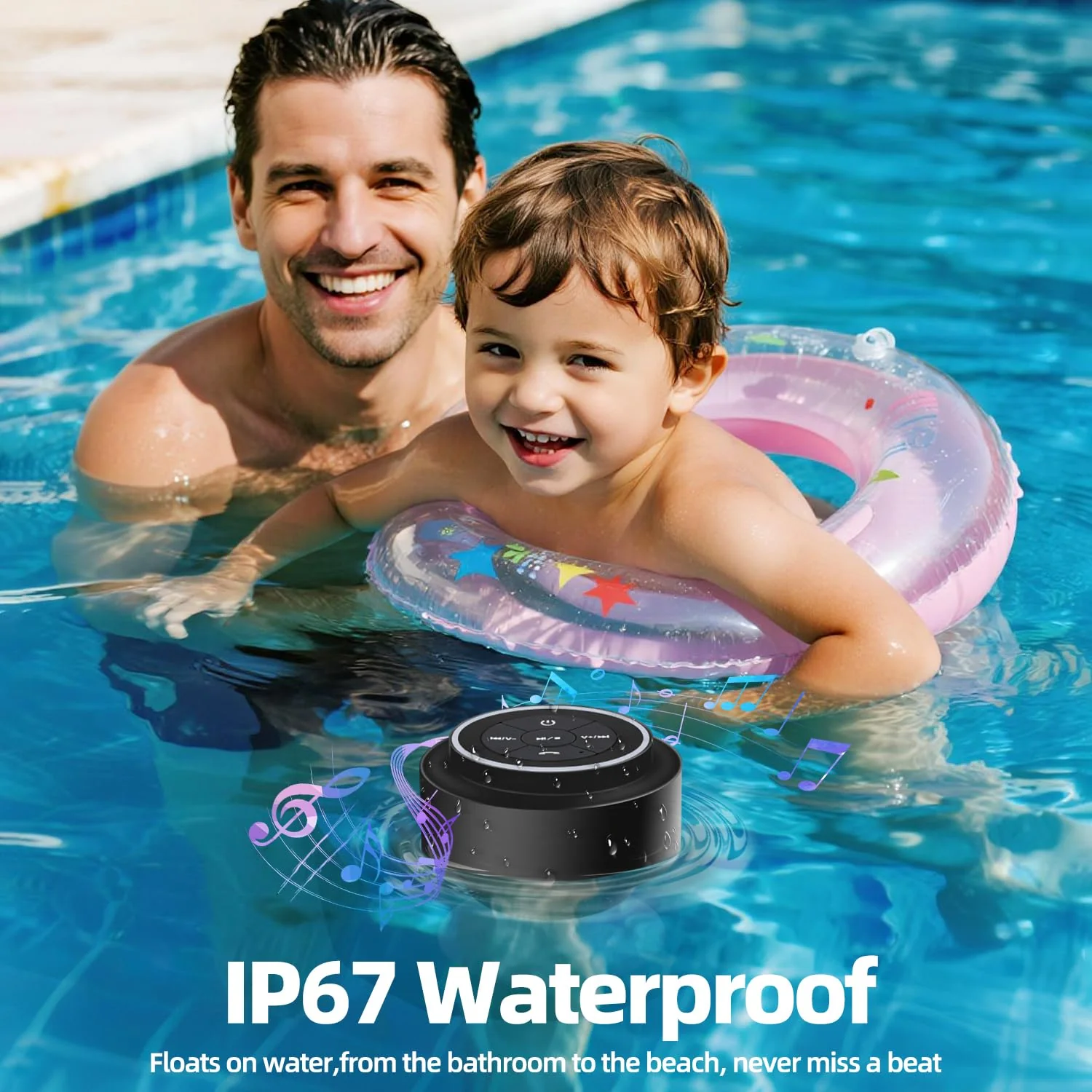 Mini Bluetooth Shower Speaker with Suction Cup, Wireless Shower Speaker Bluetooth Waterproof, IP67 Floating Waterproof Bathroom Speaker, Ideal Gifts for Men Women Kids - Image 3