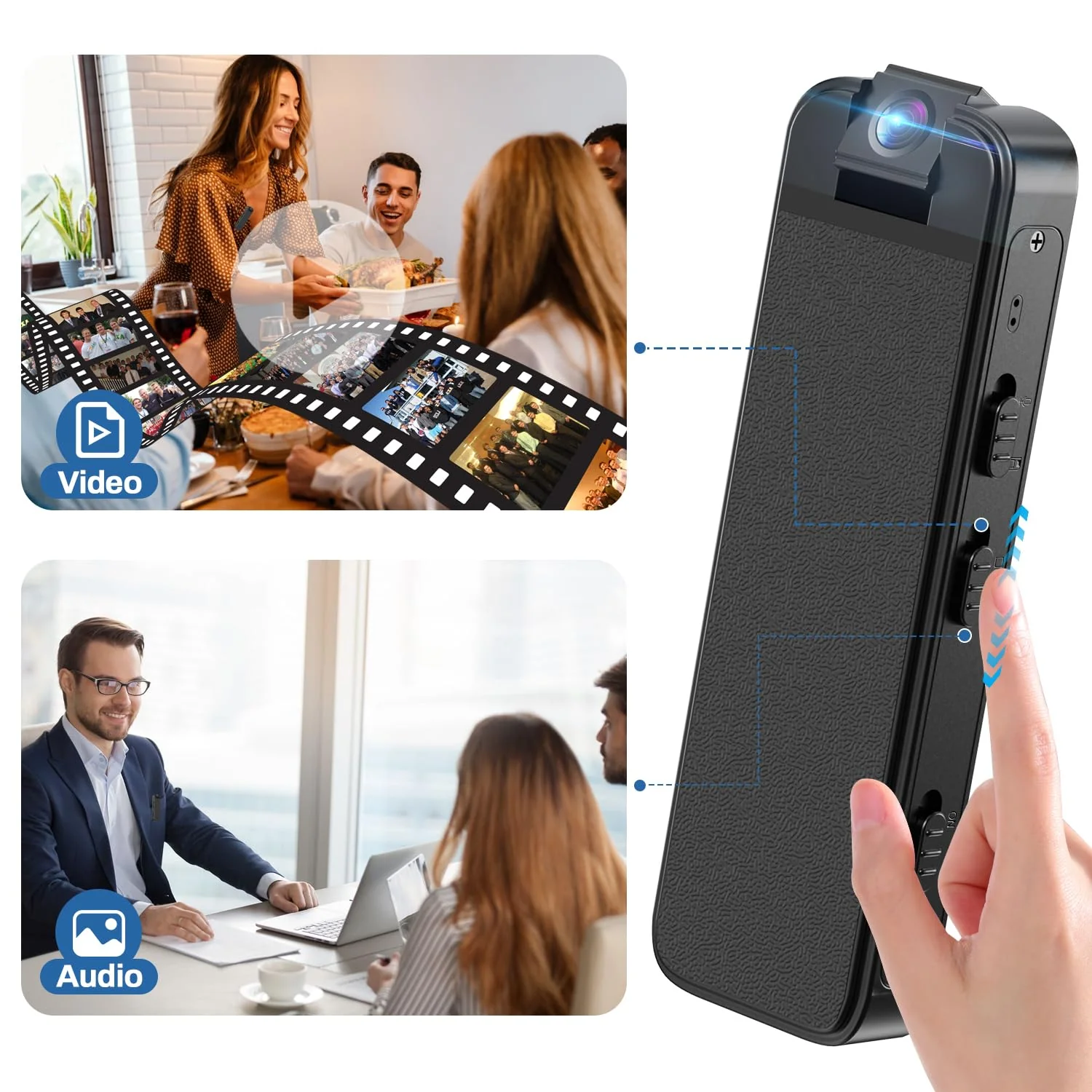 Mini Body Camera,Premium Portable 1080P Small Body Camera with Night Vision and Motion Detection Wearable for Office, Law Enforcement, Security Guard (Built- in 64GB Memory Card) (64GB) - Image 6