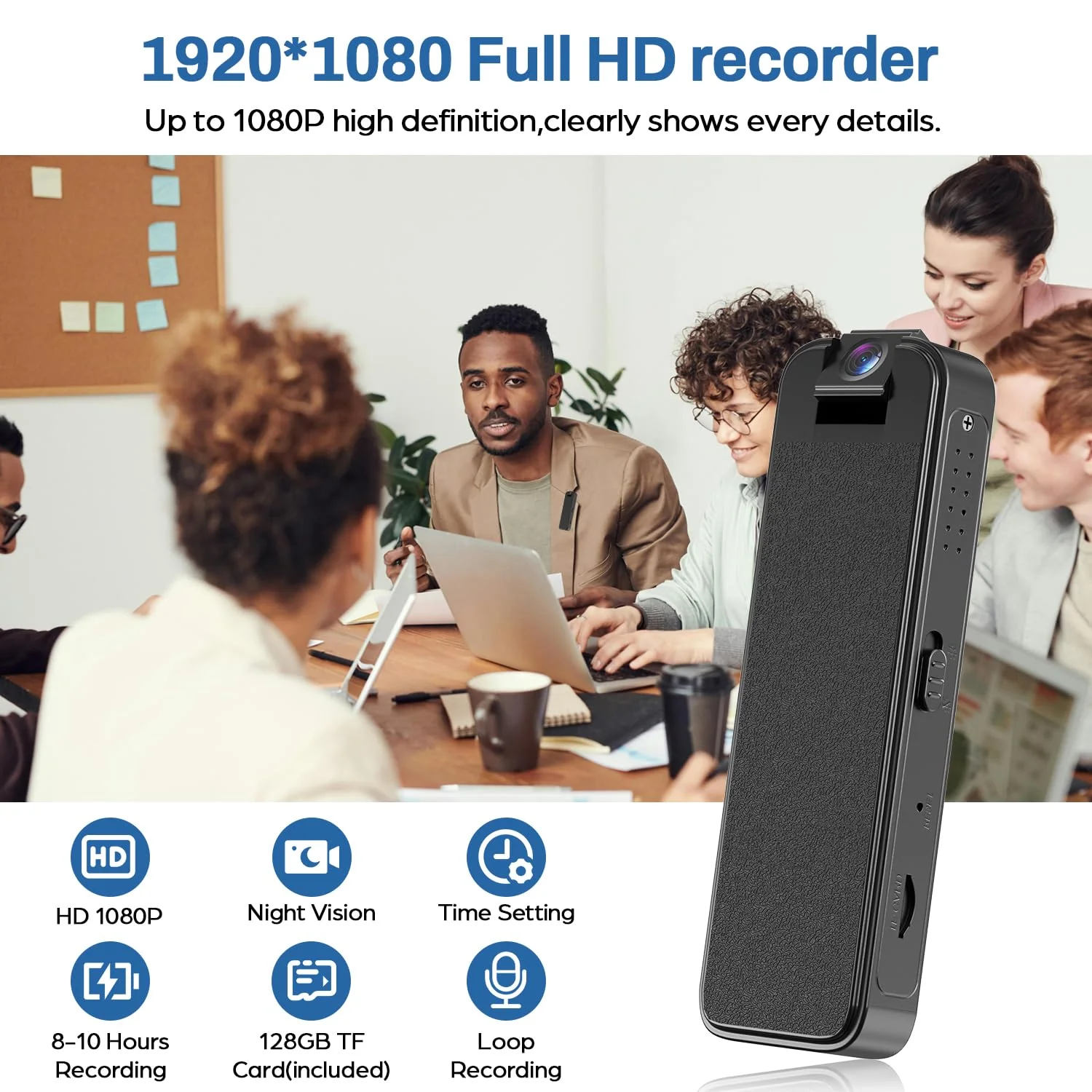 Mini Body Camera,Premium Portable 1080P Small Body Camera with Night Vision and Motion Detection Wearable for Office, Law Enforcement, Security Guard (Built- in 64GB Memory Card) (64GB) - Image 7