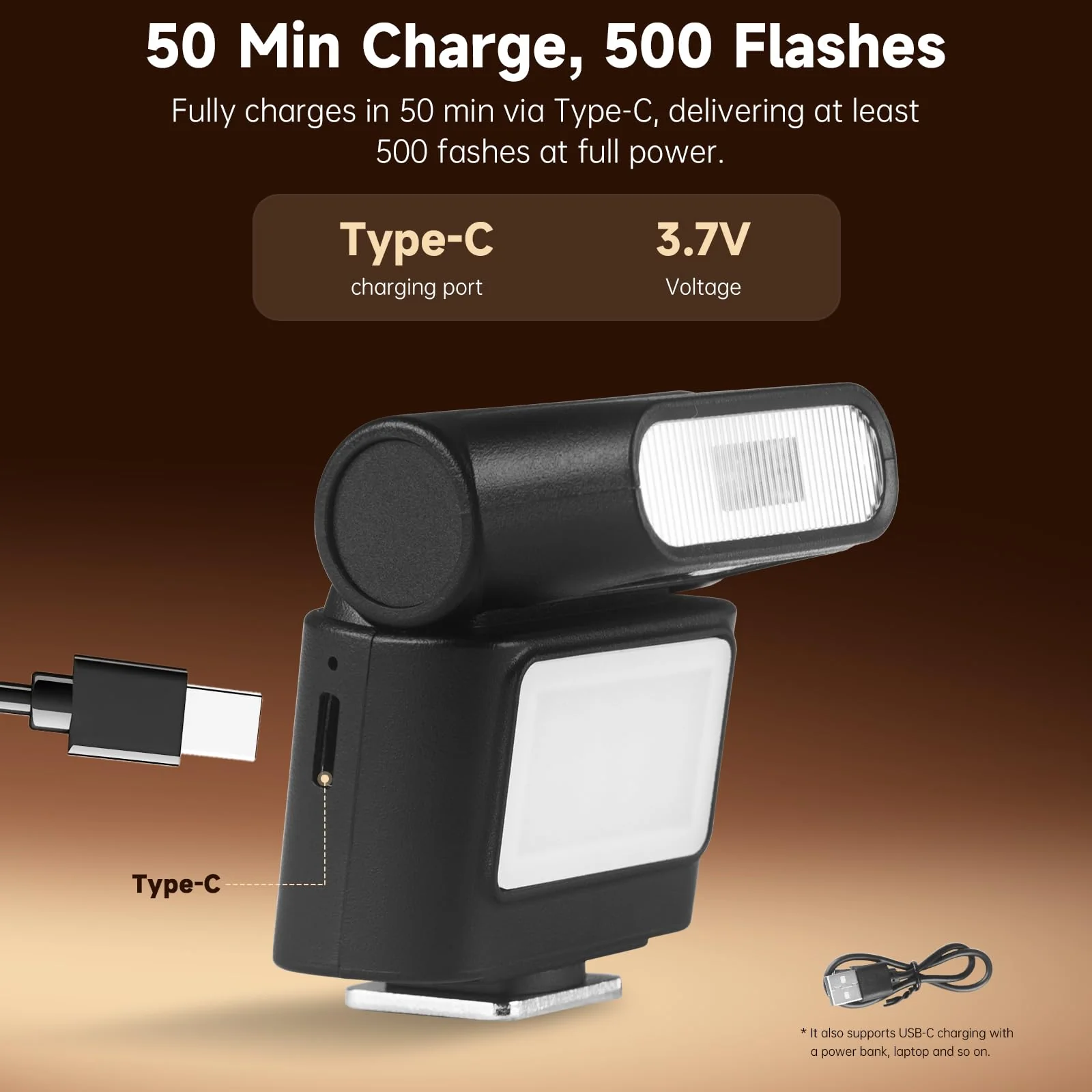 Mini Camera Flash Speedlite with Video Light, GN8 6500K Adjustable External Flash, Universal Single Contact Hot Shoe Mount, Compatible with Canon/Nikon/Sony/Fuji/DSLR Black A - Image 6