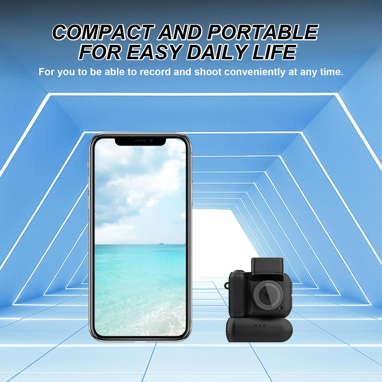 Mini Camera Keychain Mini Retro Camera Cameras Keychain Built-in 32GB Memory Card Best Choice for Travel Vlog Photography Gifts for Girl(Black) Black - Image 4