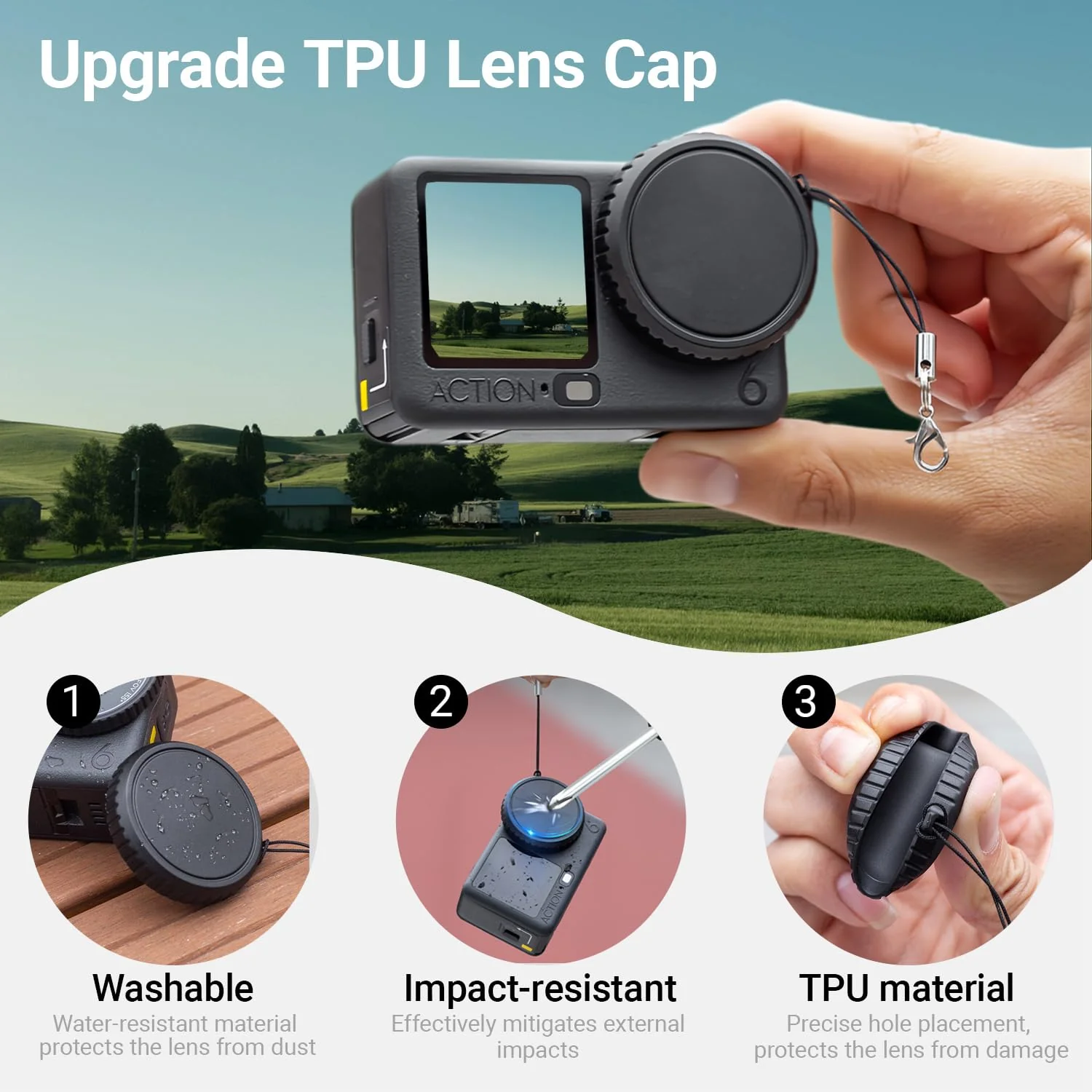 Mini Carrying Case for DJI OSMO Action 6 Accessories, Action6 PU Hard Portable Storage Bag with Lens Screen Protectors & Rubber Lens Cap Cover for DJI Action Camera - Image 3