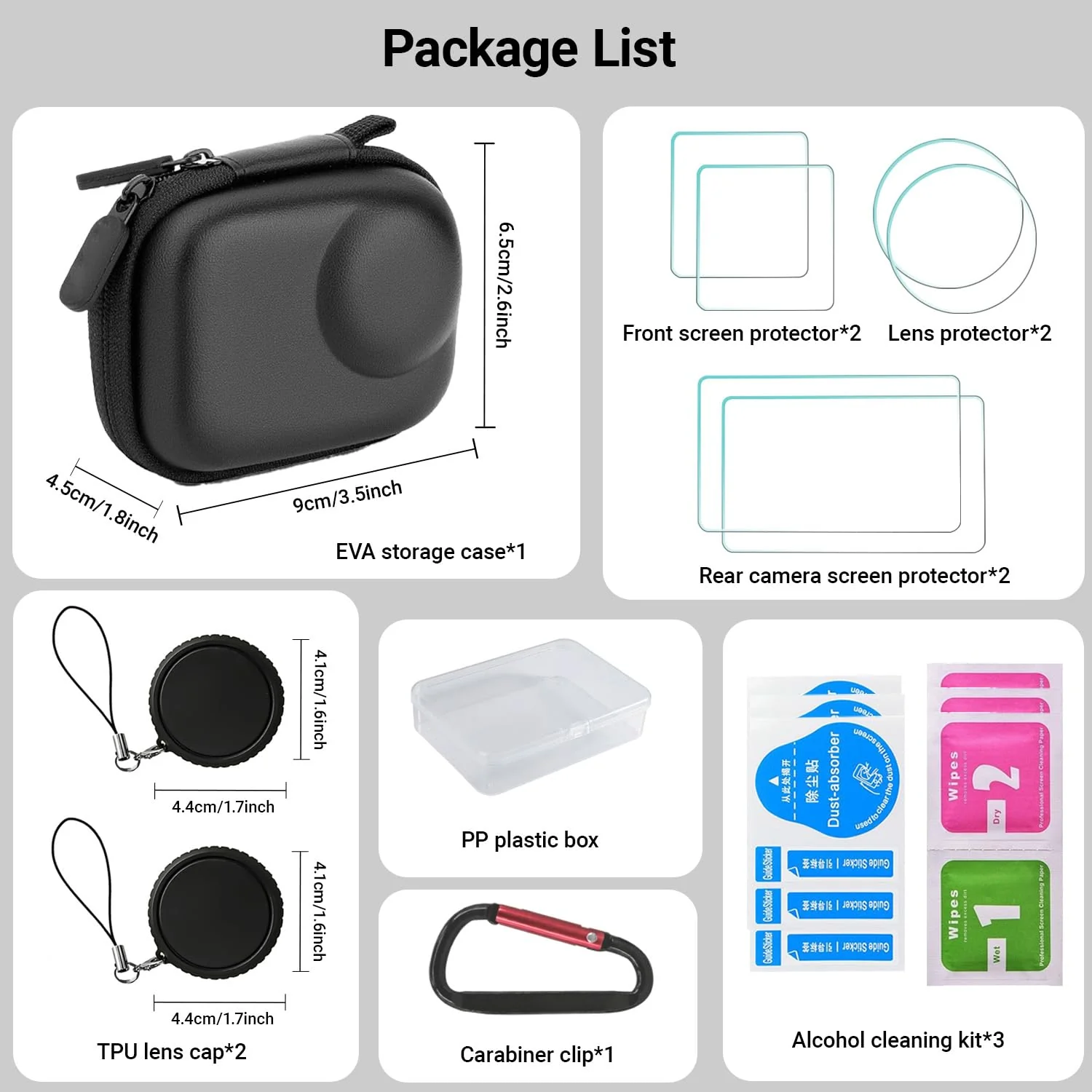 Mini Carrying Case for DJI OSMO Action 6 Accessories, Action6 PU Hard Portable Storage Bag with Lens Screen Protectors & Rubber Lens Cap Cover for DJI Action Camera - Image 7