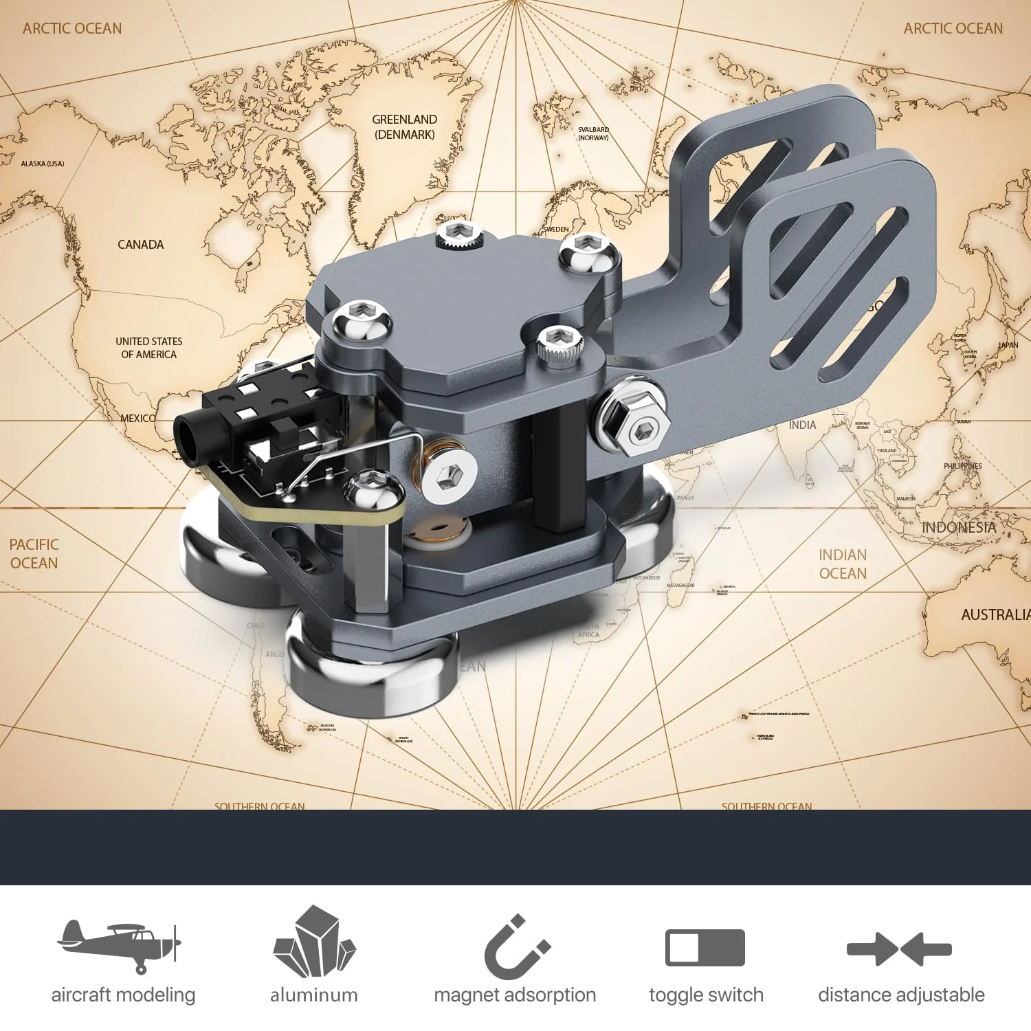 Mini CW Key Automatic Morse - Radio HAM Send Telegram Double Paddle Morse Code Key with Aluminum Body Three Neodymium Magnets Base Grey - Image 2