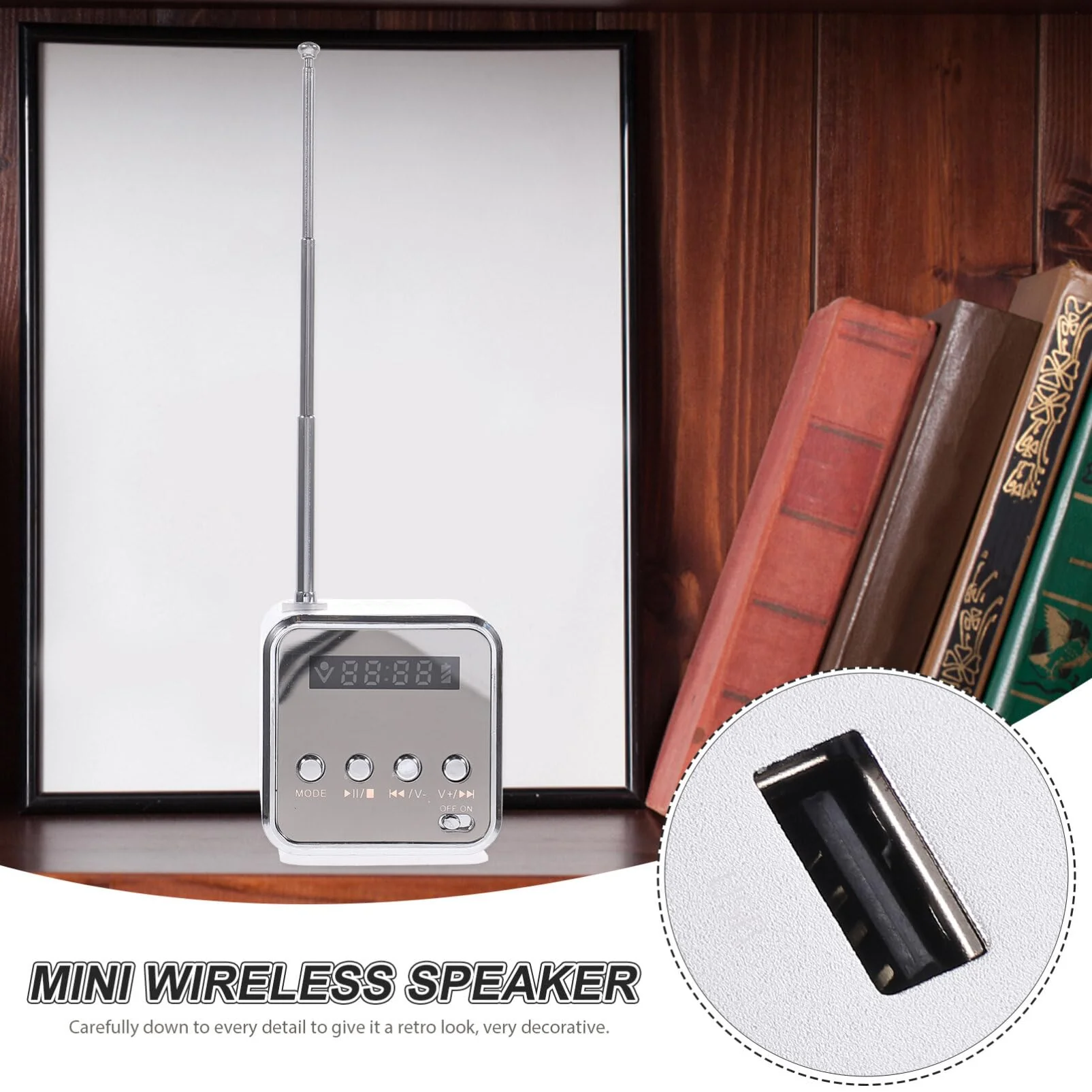 Mini Digital Portable Music MP3/4 Player Micro SD/TF USB Disk Speaker FM Radio (Silver) - Image 4