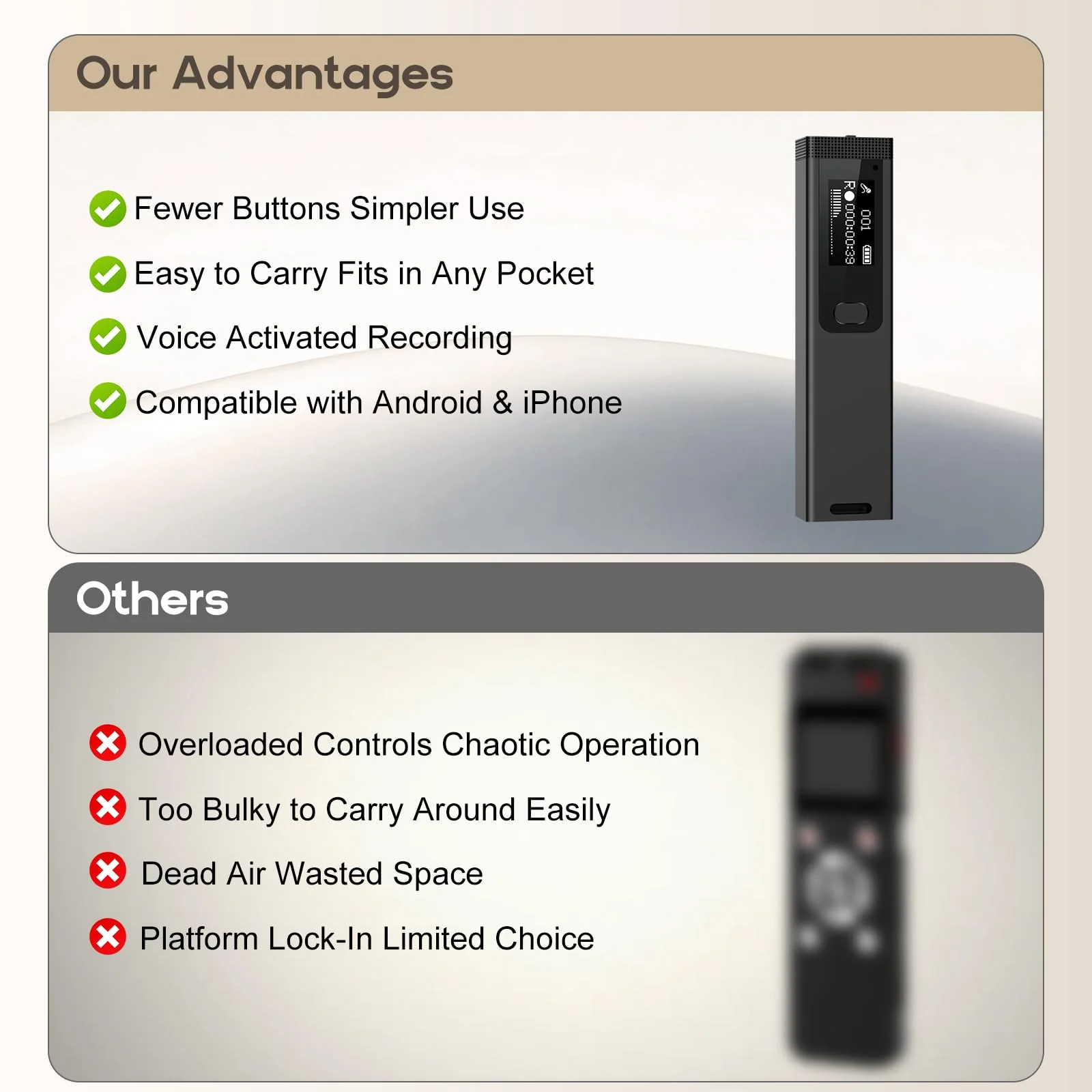 Mini Digital Voice Recorder - 1536Kbps Voice Activated Recorder with Noise Reduction, 64GB Audio Recorder for Lectures Meeting Interviews, Magnetic Tape Recorder Portable Mini with USB, MP3 Player - Image 9