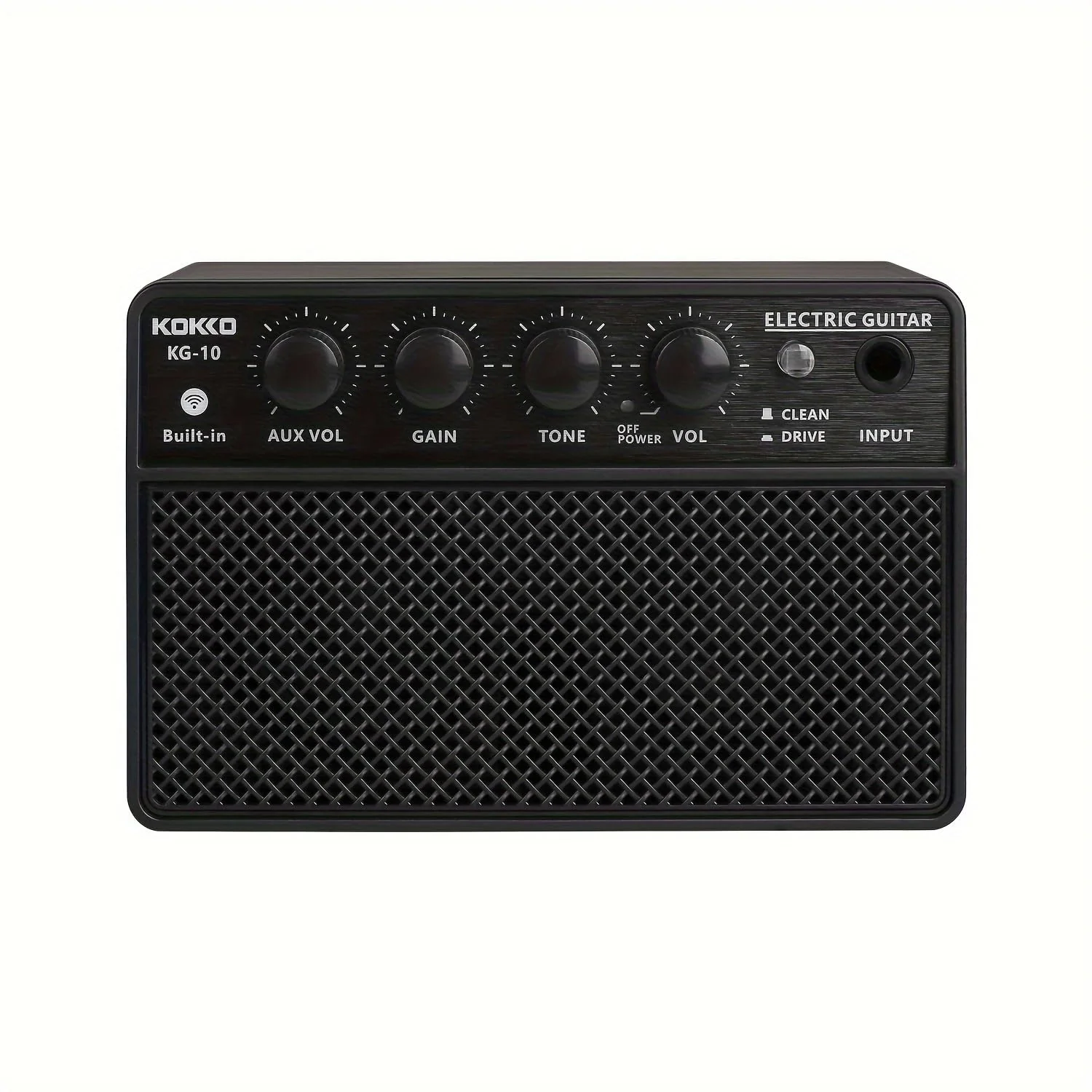 Mini Guitar Amp 10W Portable, Rechargeable with Bluetooth, Clean & Drive Channels, Headphone Output, Suitable for Electric Guitar, Bass, Black