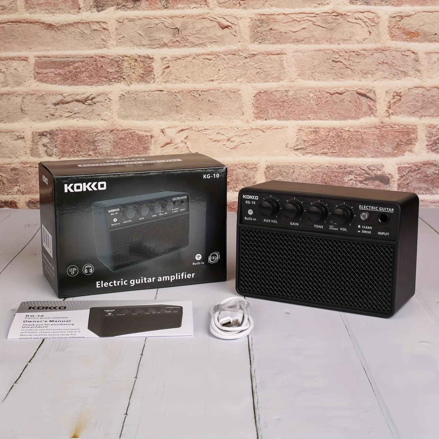 Mini Guitar Amp 10W Portable, Rechargeable with Bluetooth, Clean & Drive Channels, Headphone Output, Suitable for Electric Guitar, Bass, Black - Image 2