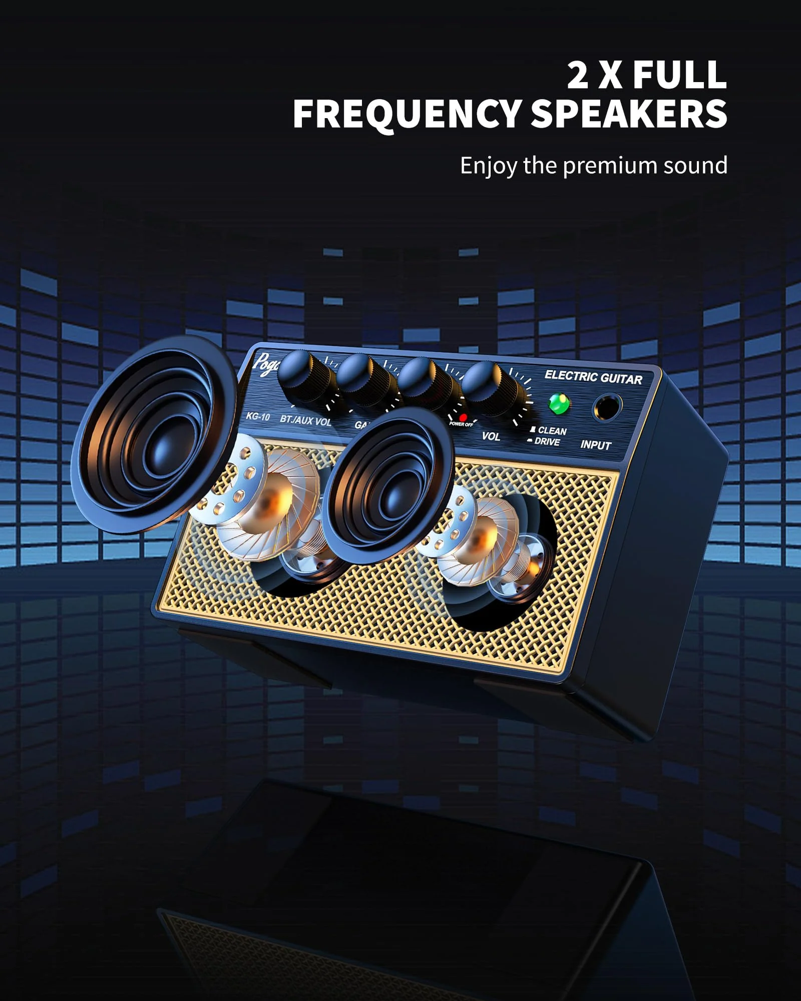Mini Guitar Amp 10W, Rechargeable Guitar Amp for Electric Guitar, Bluetooth Guitar Amp with Clean Overdrive Tone for Practice Black Yello - Image 2