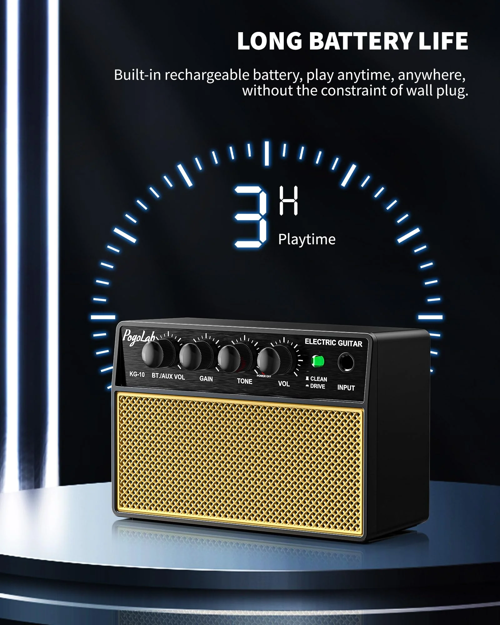 Mini Guitar Amp 10W, Rechargeable Guitar Amp for Electric Guitar, Bluetooth Guitar Amp with Clean Overdrive Tone for Practice Black Yello - Image 4