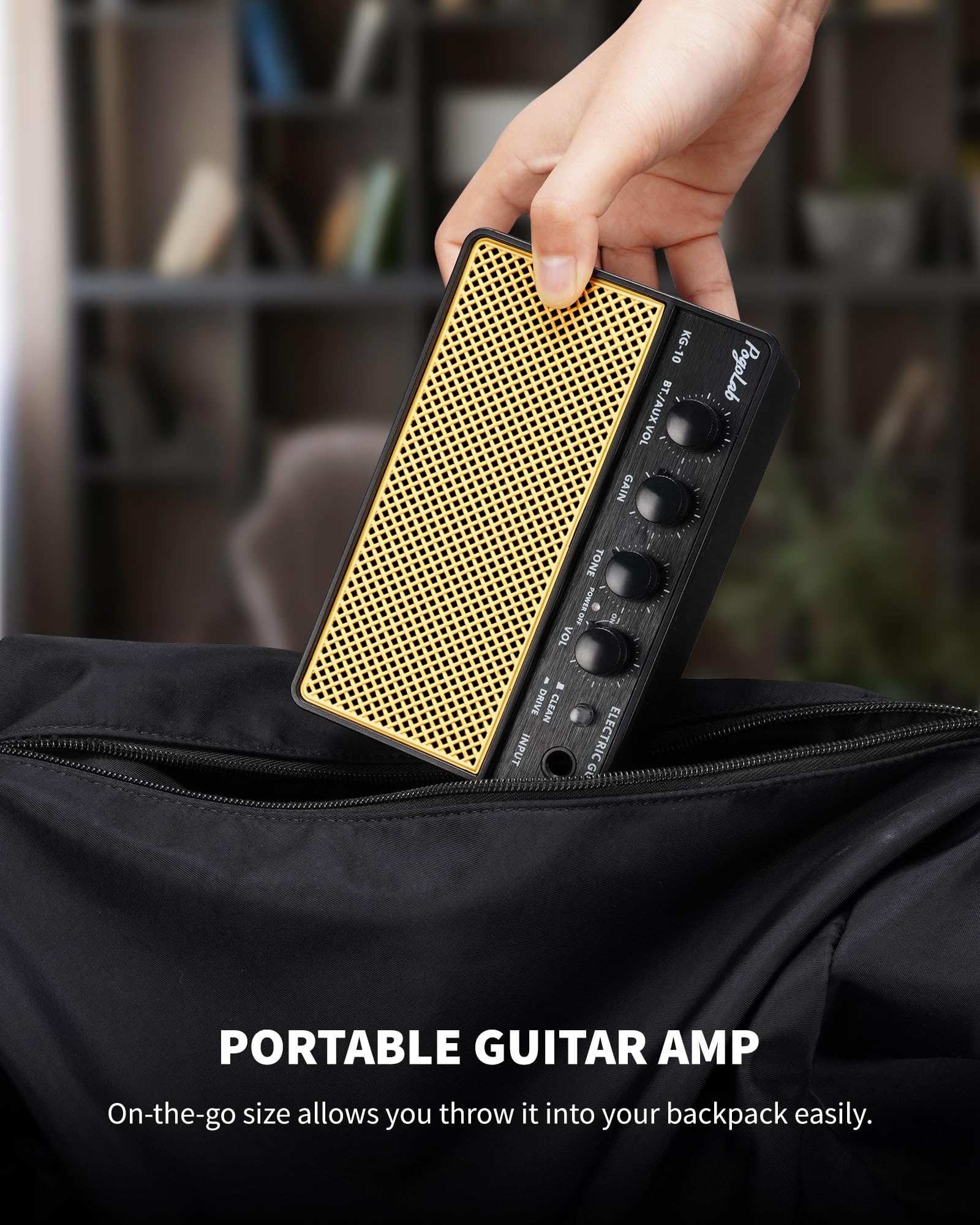 Mini Guitar Amp 10W, Rechargeable Guitar Amp for Electric Guitar, Bluetooth Guitar Amp with Clean Overdrive Tone for Practice Black Yello - Image 6