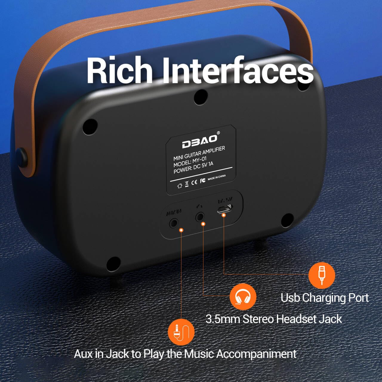 Mini Guitar Amplifier for Electric Guitars 5W Two Speakers Rechargeable Portable Small Amplifier with Clean Overdrive Effects and Bluetooth - Image 4