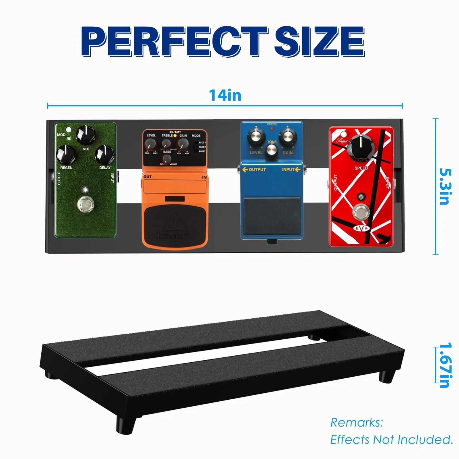 Mini Guitar Pedal Board, Aluminum Alloy Small Effect Bass Pedalboard, With Pedals Mountain Tape, (BLACK, 14"x5.3" PBS-01) BLACK - Image 3
