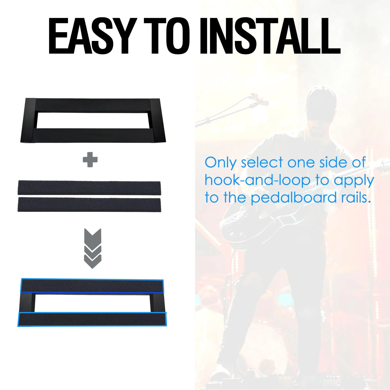 Mini Guitar Pedal Board, Aluminum Alloy Small Effect Bass Pedalboard, With Pedals Mountain Tape, (BLACK, 14"x5.3" PBS-01) BLACK - Image 5