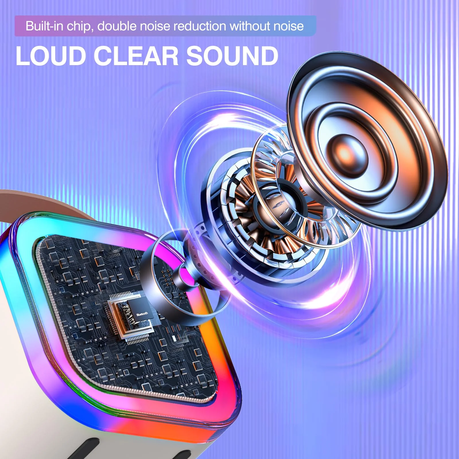 Mini Karaoke Machine for Kids Adults, Portable Bluetooth Karaoke Speaker with 2 Wireless Mics and LED Color Lights, Home Birthday Party for Girls/Boys Ages 3, 4, 5, 6, 7, 8, 9, 10,11, 12+ Year Old - Image 4