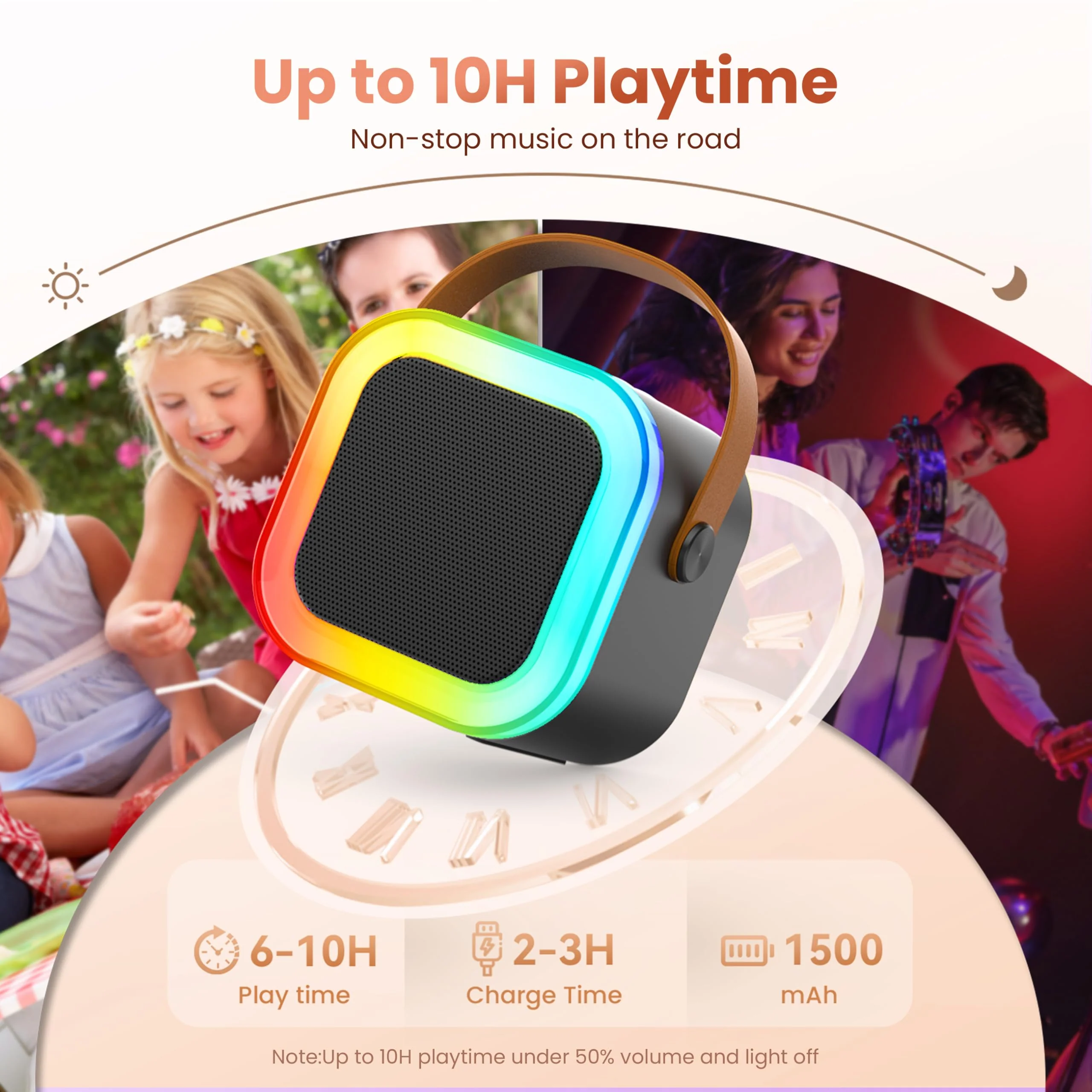 Mini Karaoke Machine for Kids Adults, Portable Bluetooth Speaker with 2 Wireless Karaoke Microphones,2025 TOP Birthday Gifts Toys for Boys 3,4, 5, 6, 7, 8+Years Old Toddler Karaoke Player Black - Image 6