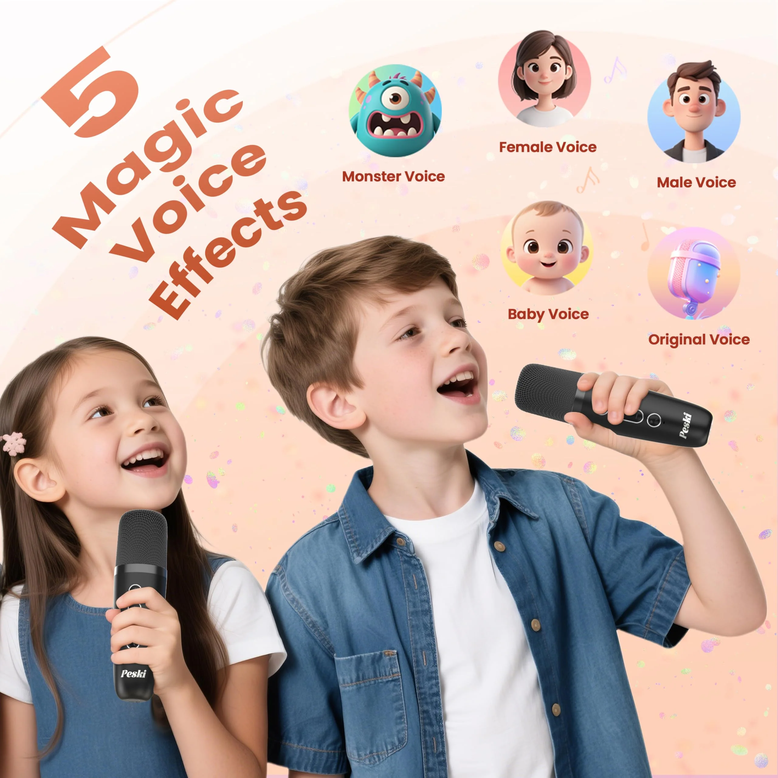 Mini Karaoke Machine for Kids Adults, Portable Bluetooth Speaker with 2 Wireless Karaoke Microphones,2025 TOP Birthday Gifts Toys for Boys 3,4, 5, 6, 7, 8+Years Old Toddler Karaoke Player Black - Image 7