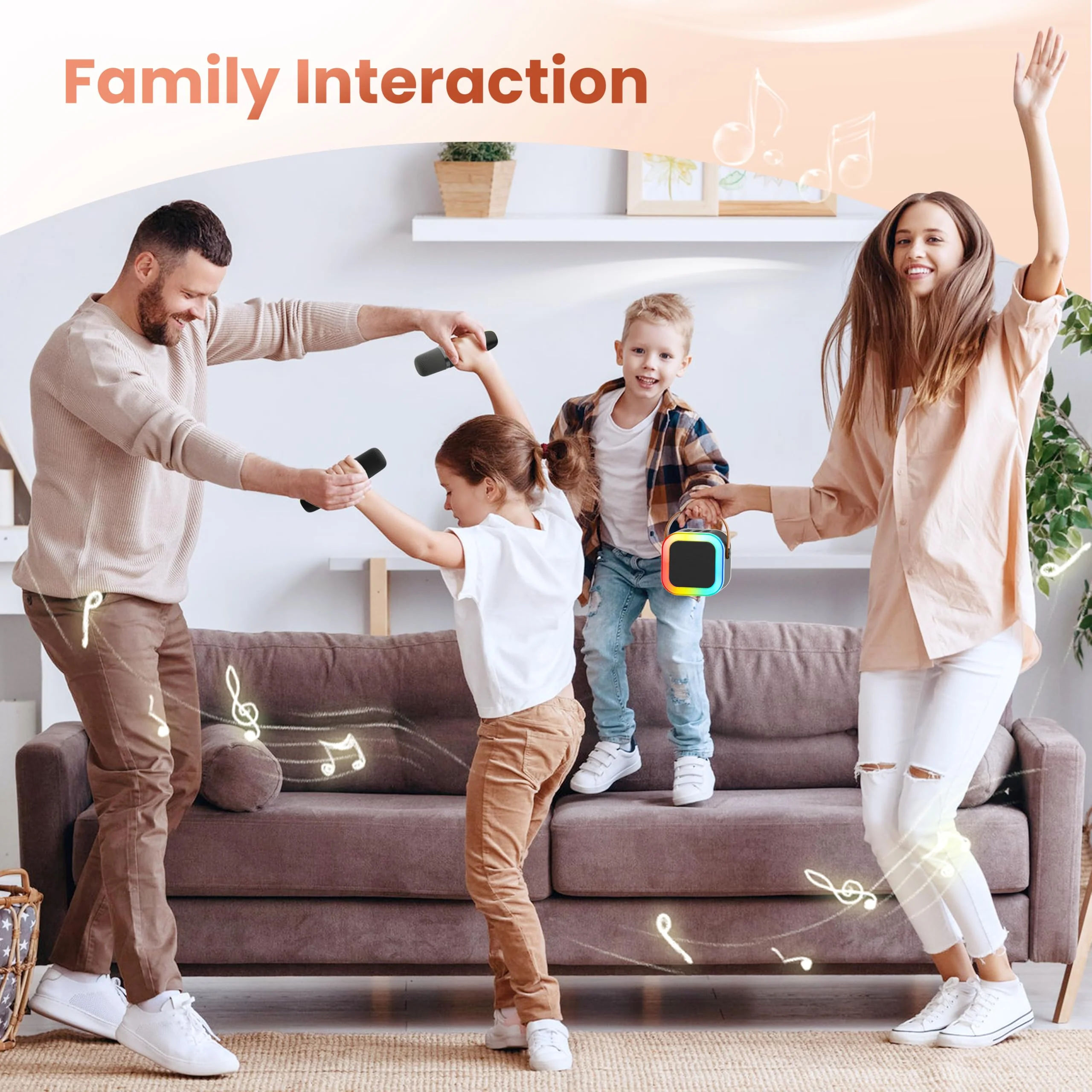Mini Karaoke Machine for Kids Adults, Portable Bluetooth Speaker with 2 Wireless Karaoke Microphones,2025 TOP Birthday Gifts Toys for Boys 3,4, 5, 6, 7, 8+Years Old Toddler Karaoke Player Black - Image 9