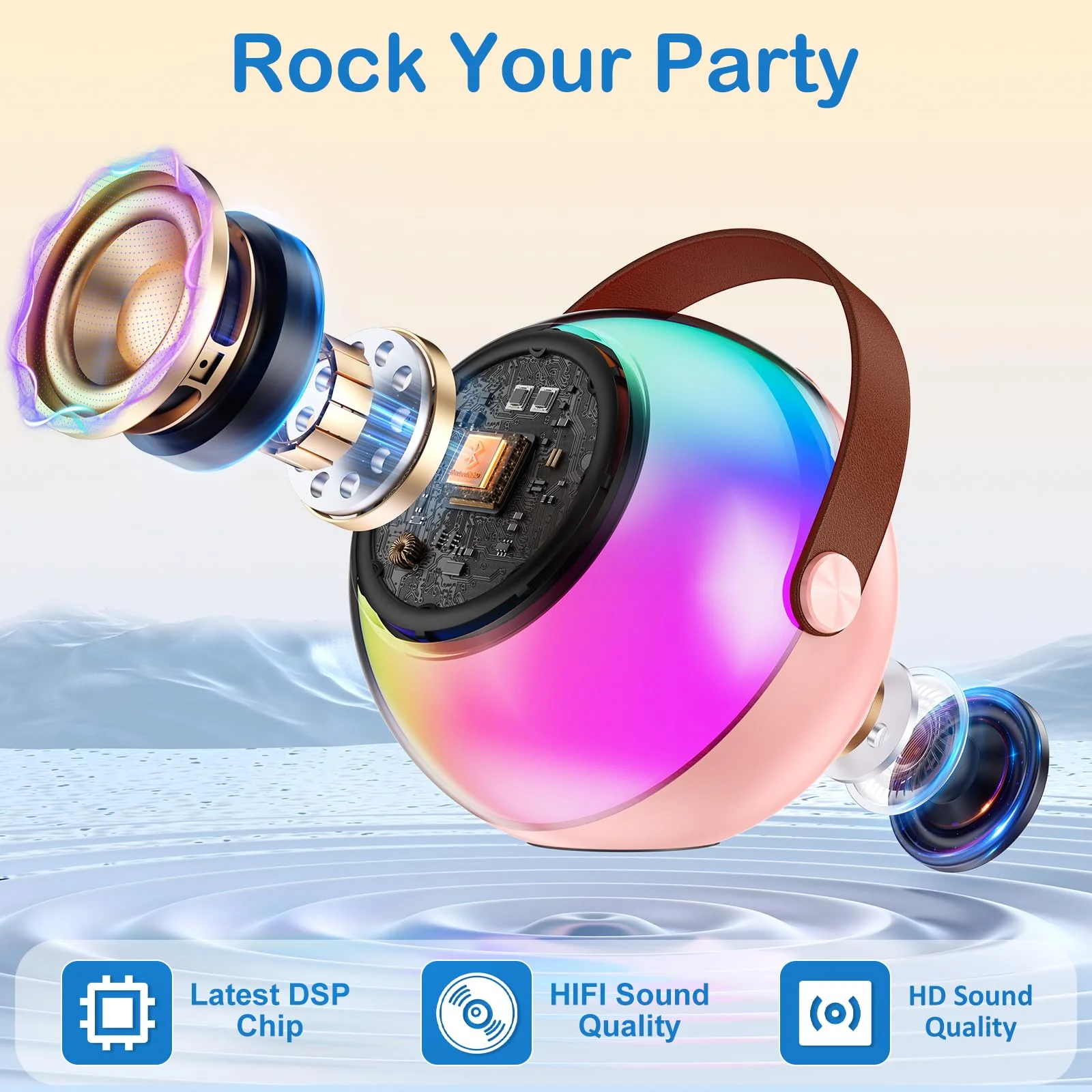 Mini Karaoke Machine for Kids Adults, Portable Bluetooth Speaker with 2 Wireless Microphones, Karaoke Toys for Family Party, Birthday Gifts for Girls Ages 4, 5, 6, 7, 8, 9, 10, 12+ (Pink, 2 Mics) Pink - Image 4