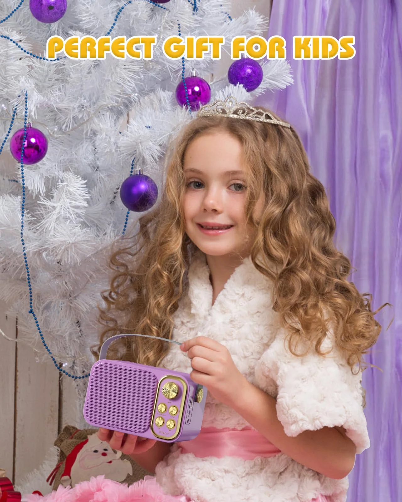 Mini Karaoke Machine for Kids Adults, Portable Bluetooth Speaker with 2 Wireless Microphones, Kids Karaoke Machine for Girls Boys, Toys Birthday Gifts for 3-12+ Years Old Toddler (Purple) purple - Image 6