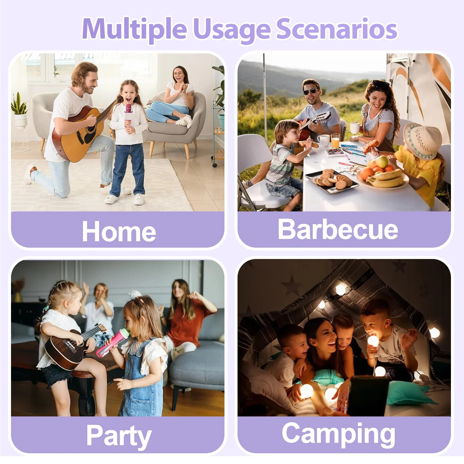 Mini Karaoke Machine for Kids, Birthday Easter Gifts Toys for Girls Boys Ages 3-12+, Portable Bluetooth Speaker with Upgraded 2 Wireless Microphones, Toddler Toys for Singing Home Party Family, Purple - Image 5