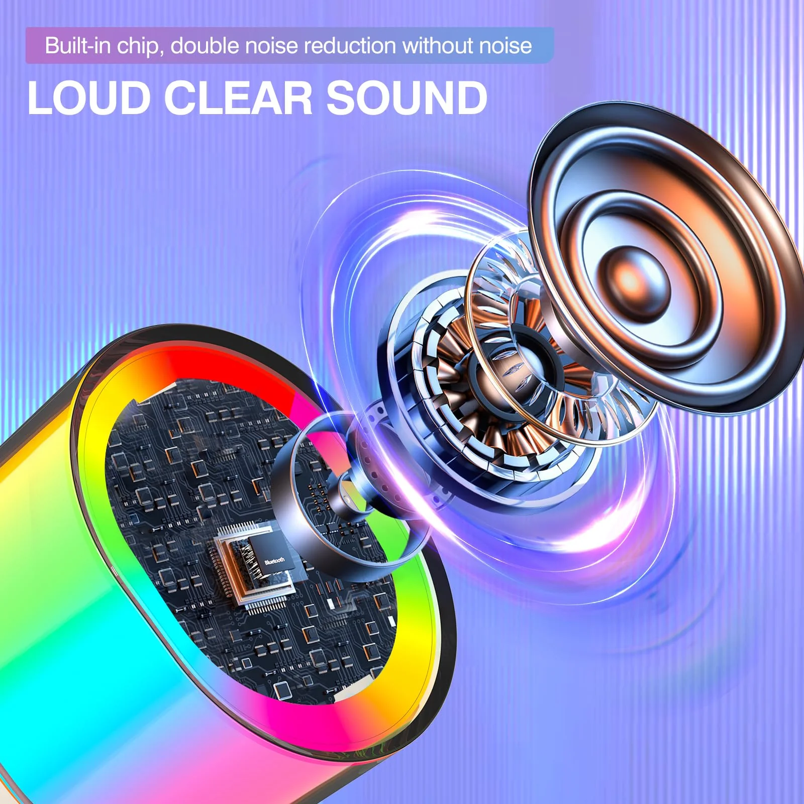 Mini Karaoke Machine for Kids Portable Bluetooth 5.3 Speaker Led Lights with 2 Wireless Microphones Karaoke Gifts for Girls Boys Audlt Birthday Christmas Indoor Outdoor Home Party - Image 4
