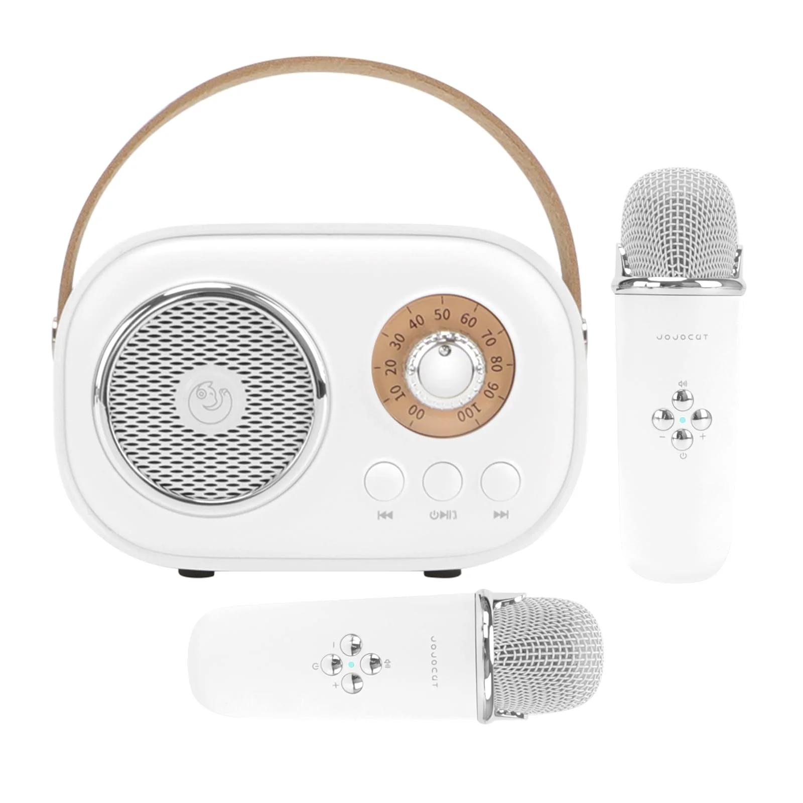 Mini Karaoke Machine for Kids,Portable Bluetooth Speaker with 2 Wireless Microphone,Toys for Girls Boys Gifts,Retro Speaker Set Stereo Sound Enhanced Bass for Home Party Birthday (White) White - Image 9