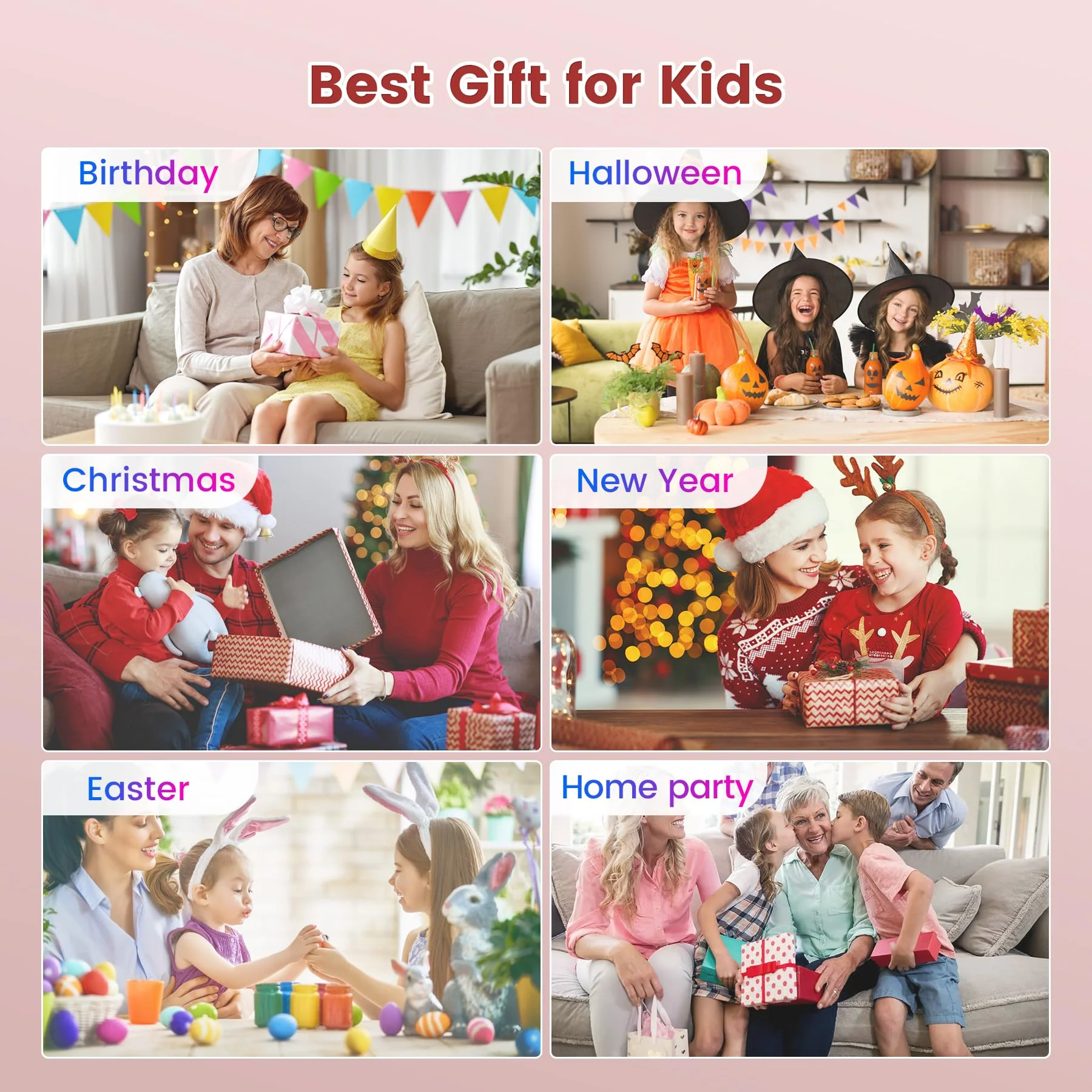 Mini Karaoke Machine for Kids,Portable Bluetooth Speaker with 2 Wireless Microphones,Toddler Music Player Toys,Easter Birthday Gifts for 3,4,5,6,7,8,9,10,11,12+Years Old Girls Boys (Pink) Pink - Image 8