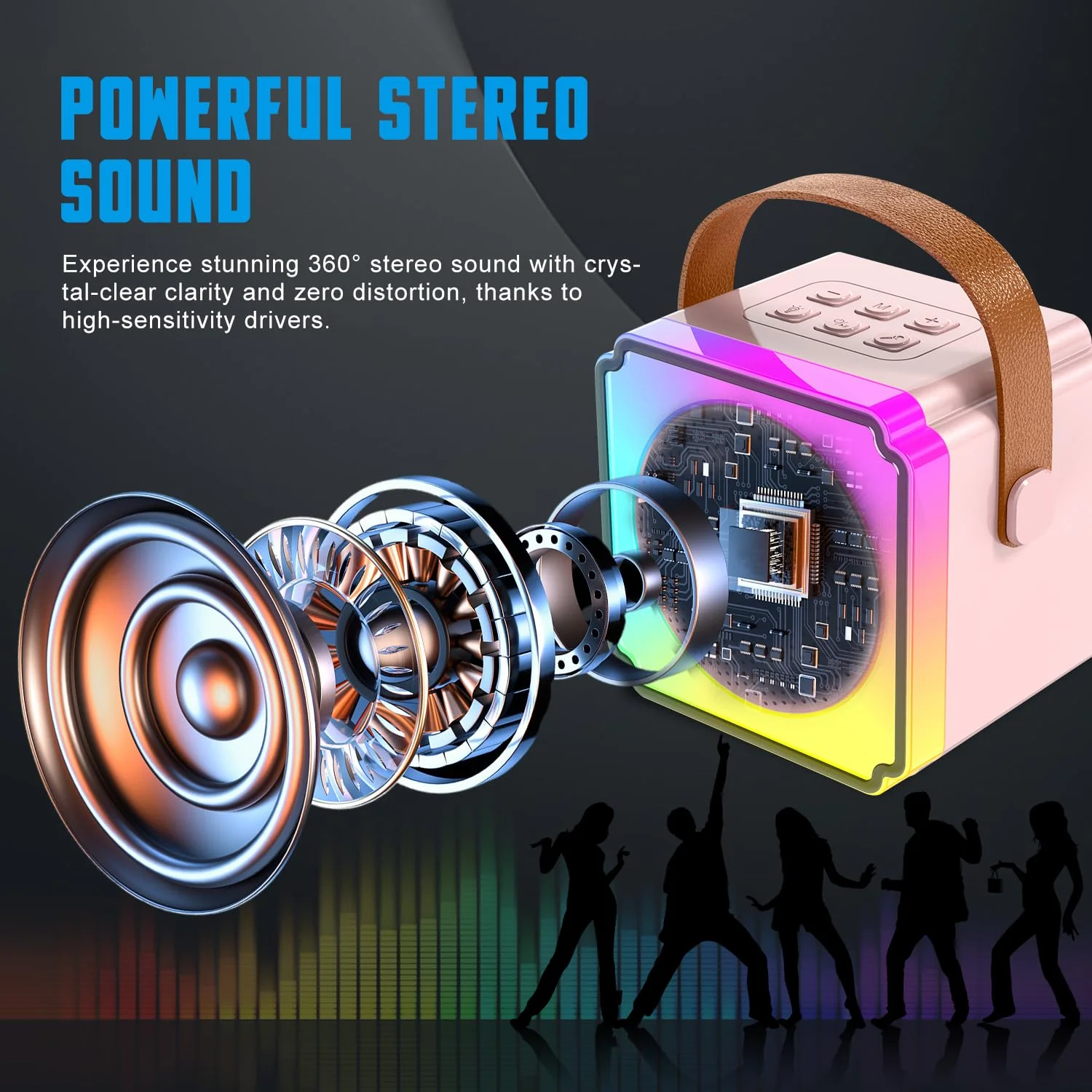 Mini Karaoke Machine for Kids with 2 Wireless Microphone for Kids, Kids Karaoke Machine for Girls Boys Kids Age 4-8-12, Kids Microphones for Singing, Toddler Karaoke Machine Girl(Pink) Pink - Image 2